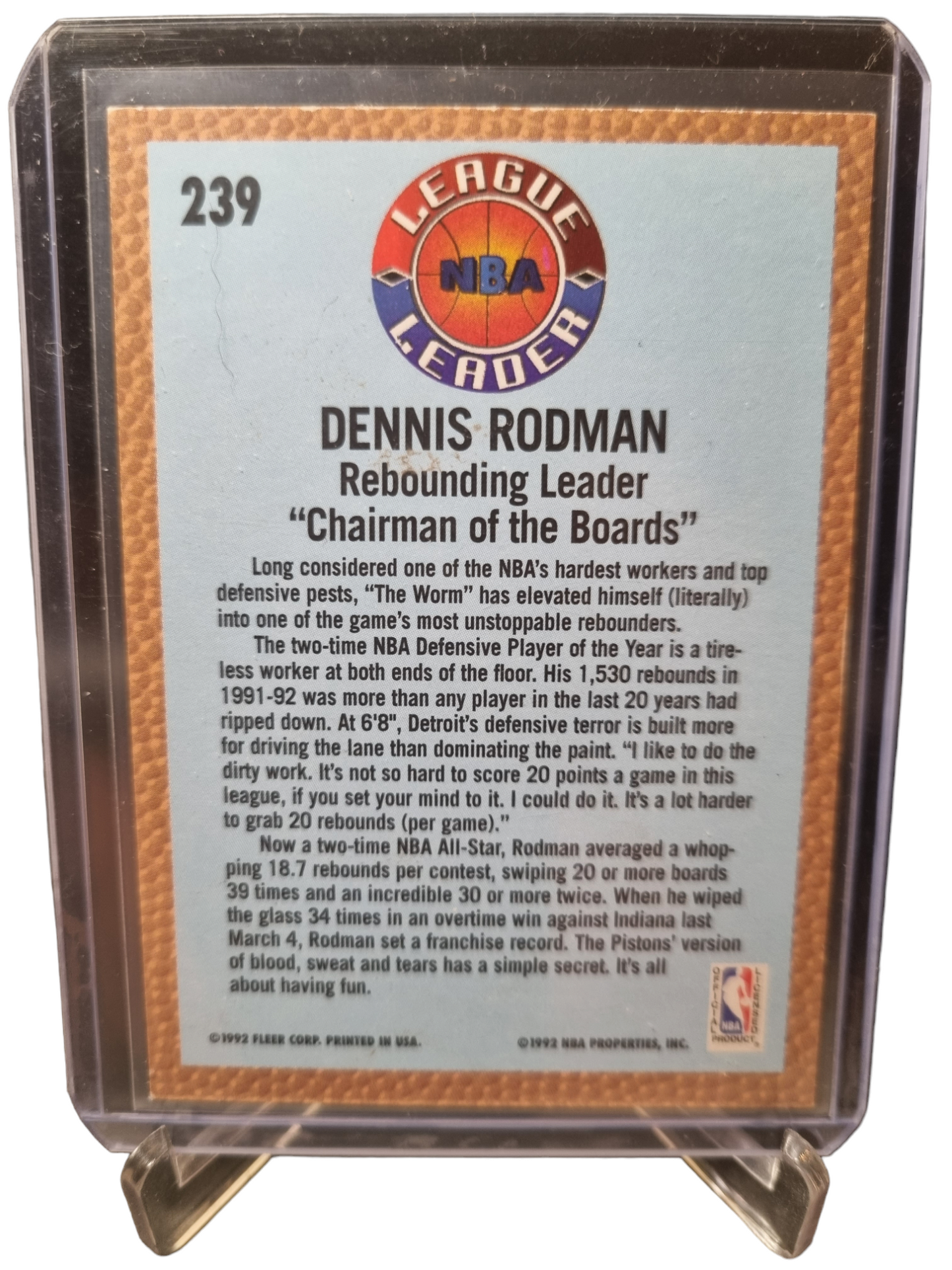 1992-93 Fleer #239 Dennis Rodman League Leader