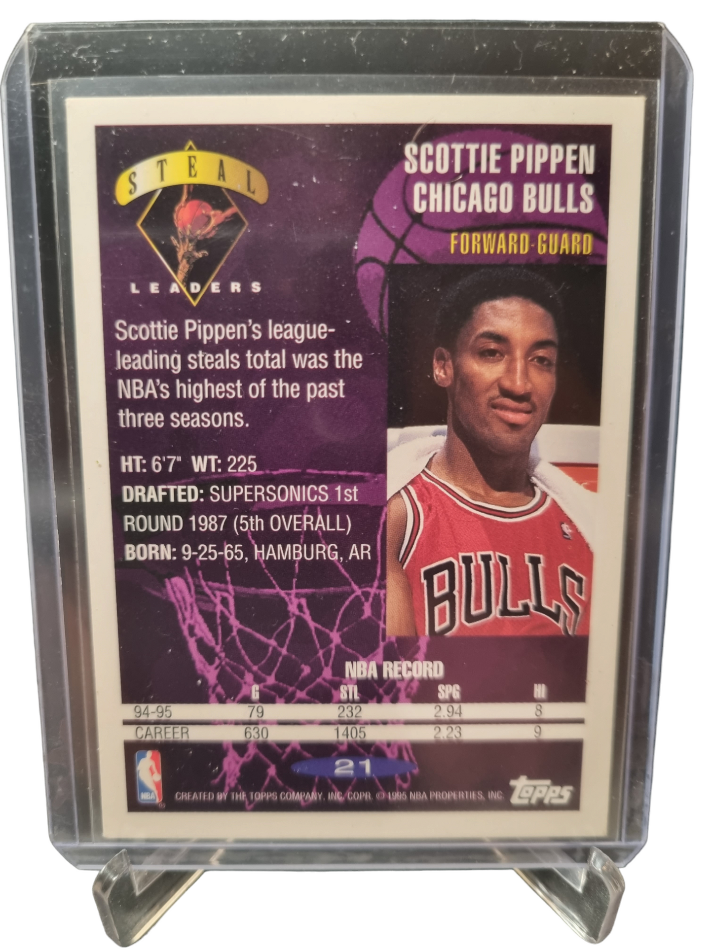 1995 Topps #21 Scottie Pippen Steal Leaders