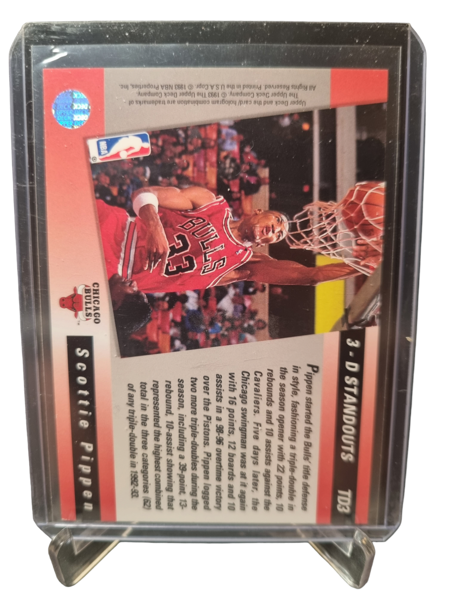 1993 Upper Deck #TD3 Scottie Pippen Triple Double 3D Stand Outs