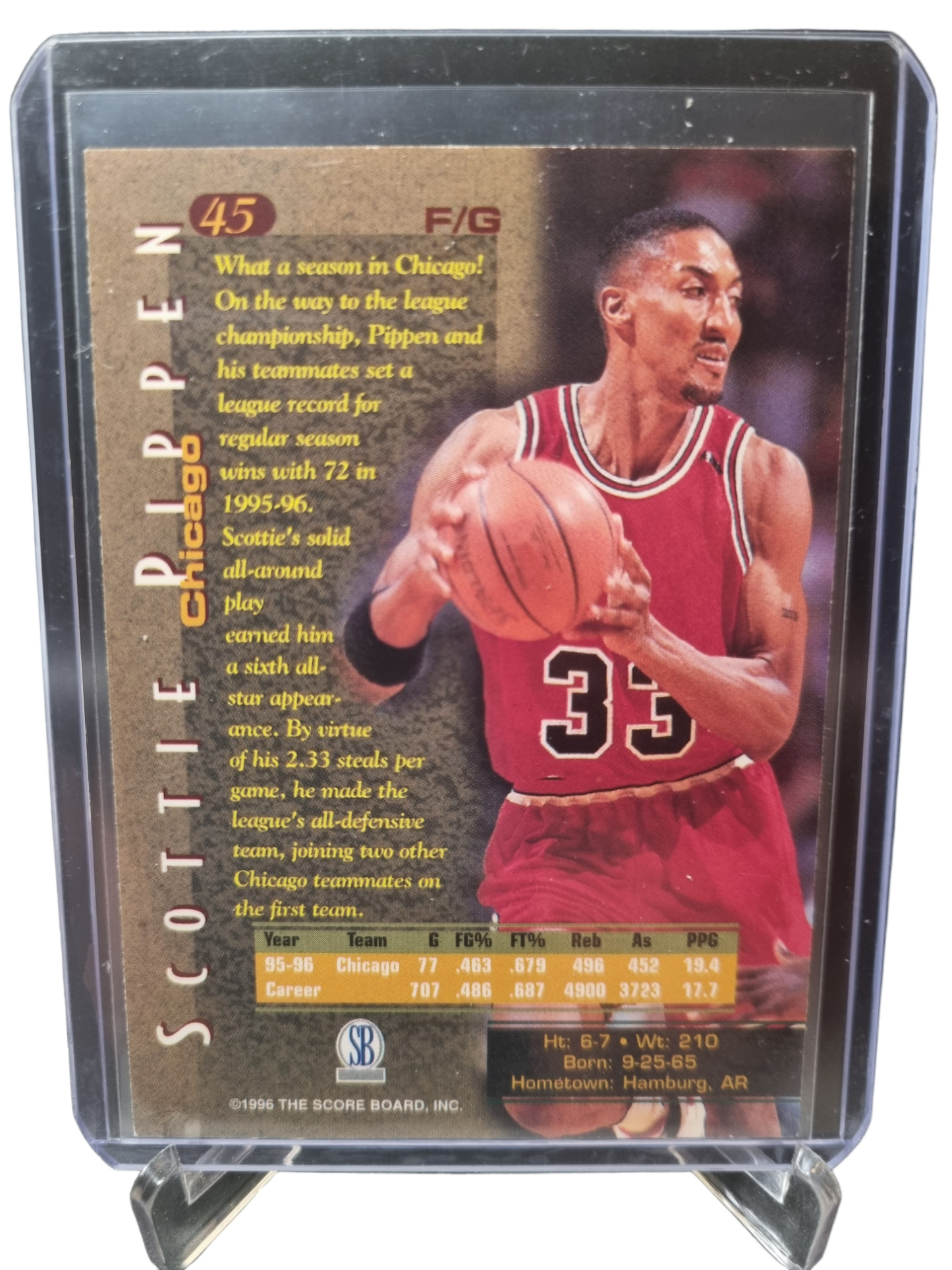 1996 Score #45 Scottie Pippen 1st Round Draft Pick 87 #5