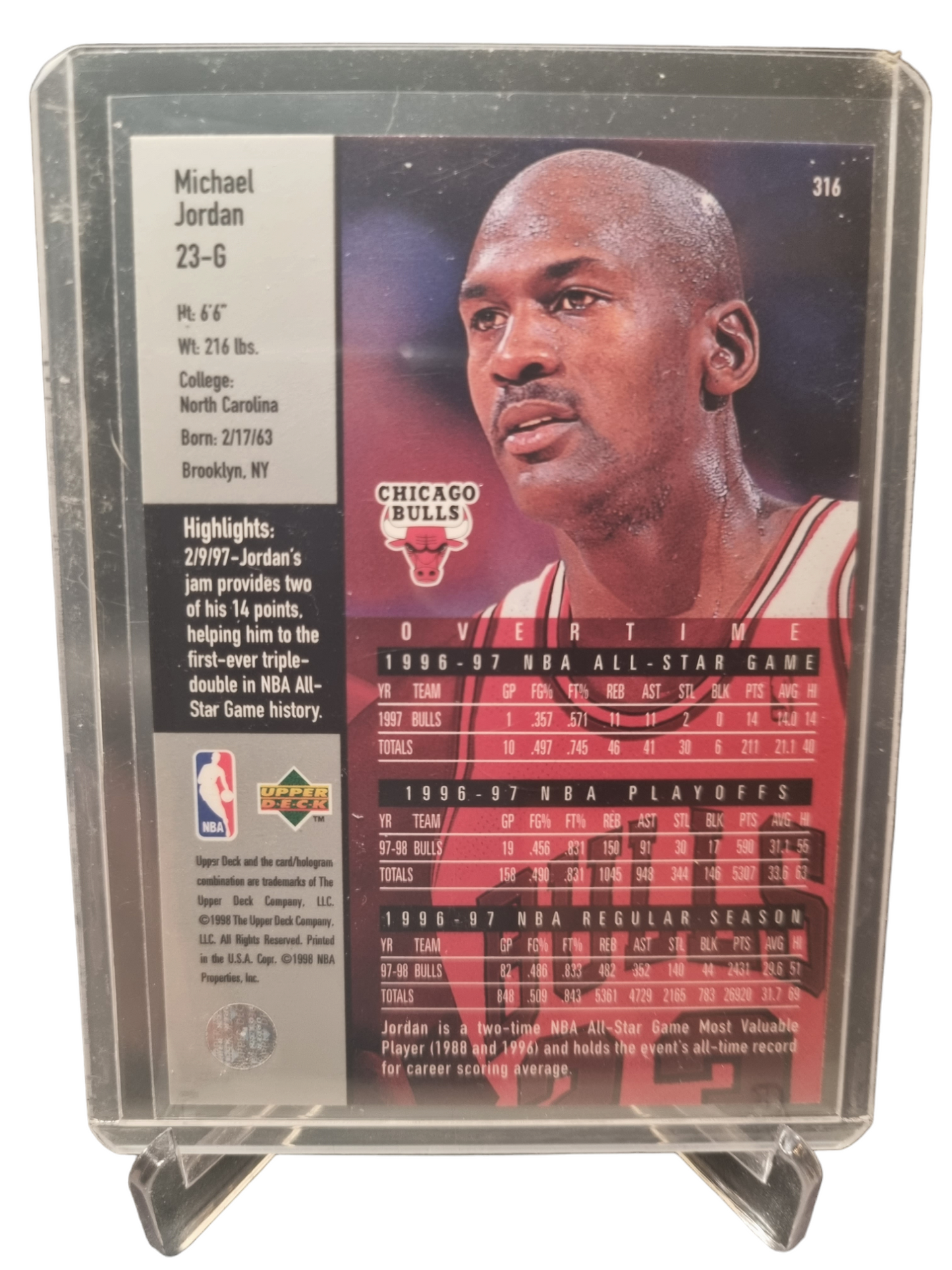 1998 Upper Deck #316 Michael Jordan Game Dated