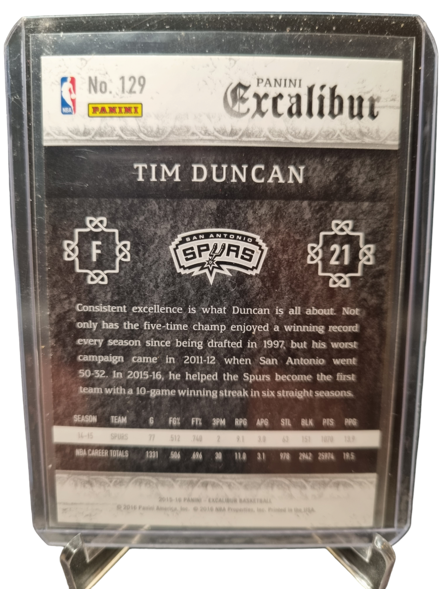 2015-16 Panini Excalibur #129 Tim Duncan