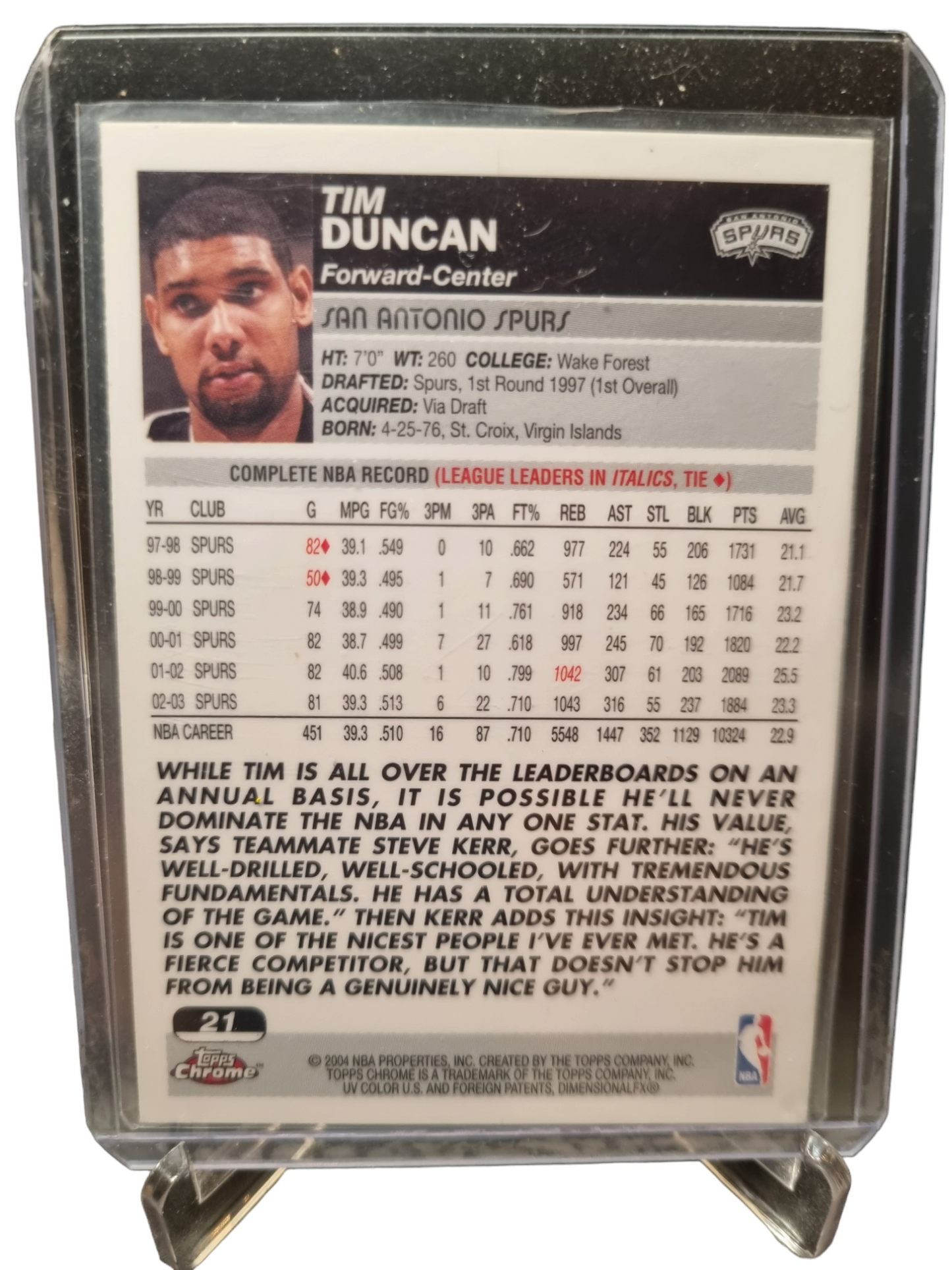 2004 Topps Chrome #21 Tim Duncan