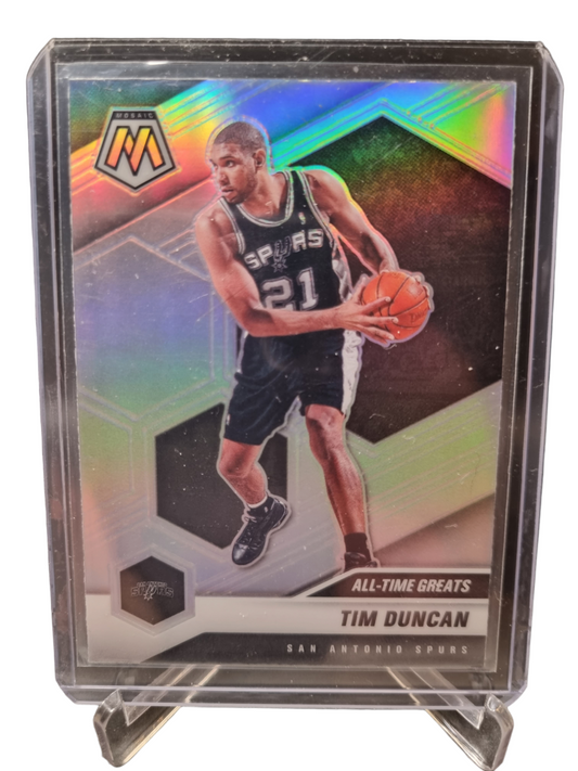 2020-21 Mosaic #289 Tim Duncan All Time Greats Silver Prizm