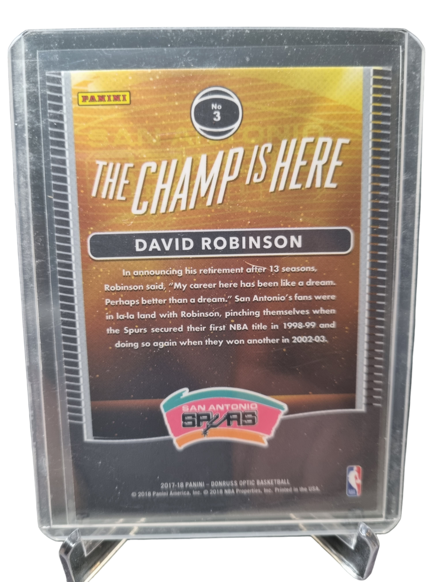 2017-18 Panini Donruss Optic #3 David Robinson The Champ Is Here