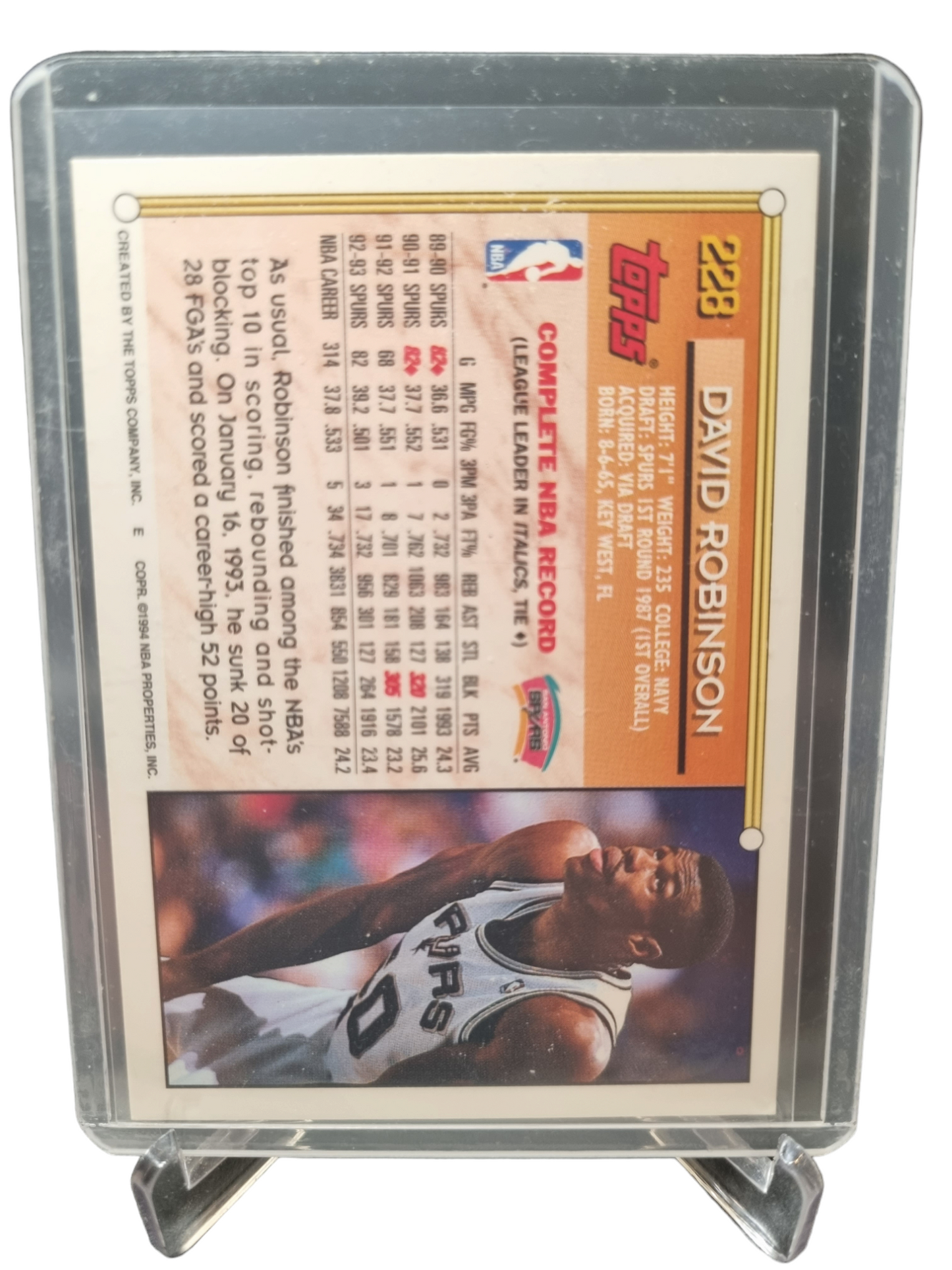 1994 Topps #228 David Robinson Topps Gold