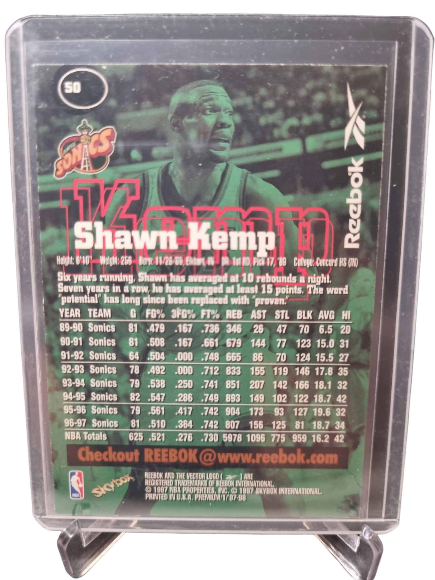 1997 Skybox Premium #50 Shawn Kemp