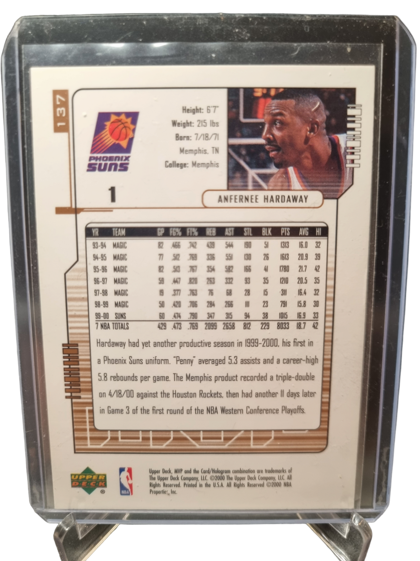 2000 Upper Deck #137 Anfernee Hardaway MVP