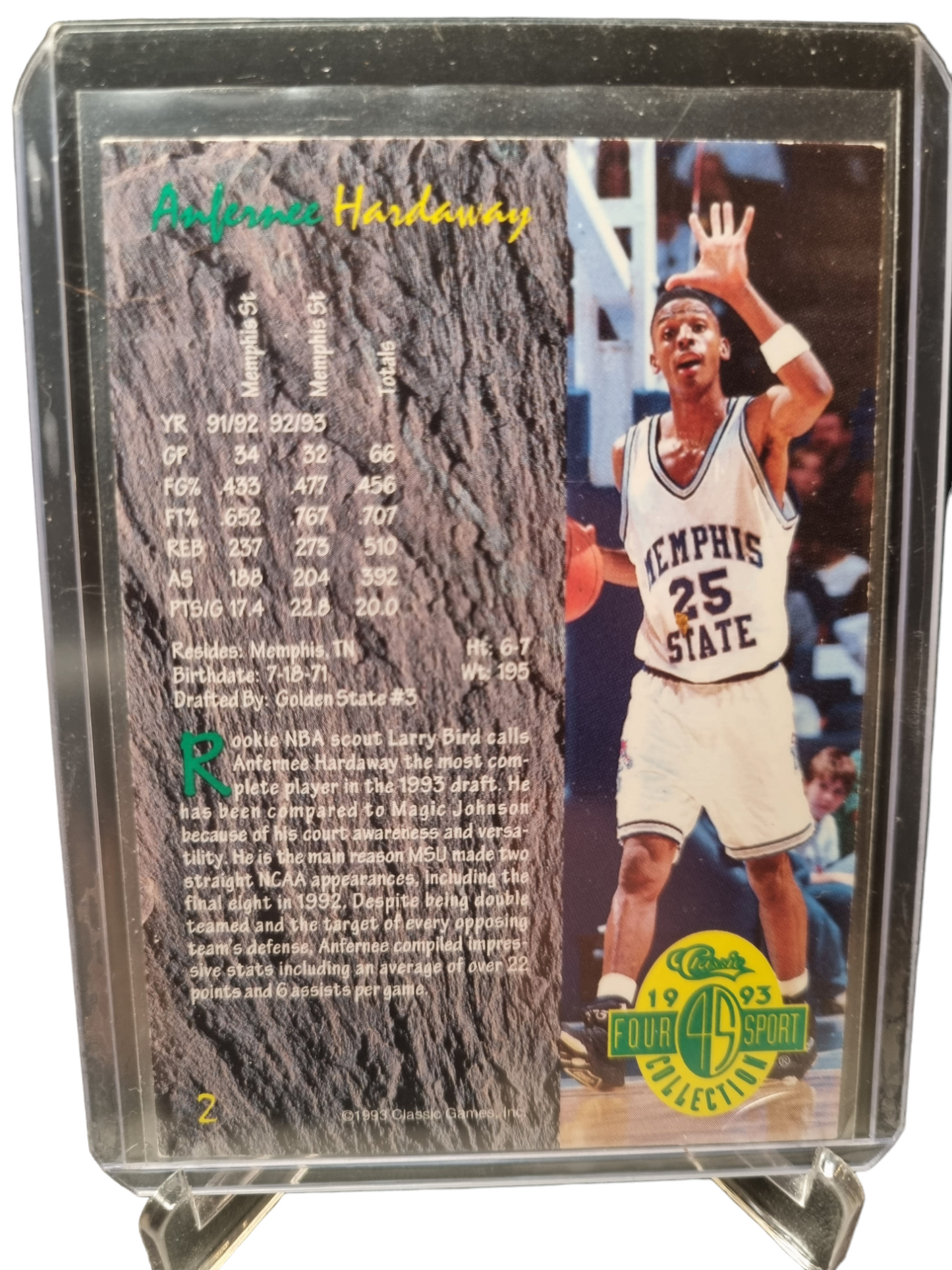 1993 Classic 4 Sport #2 Anfernee Hardaway Rookie Card