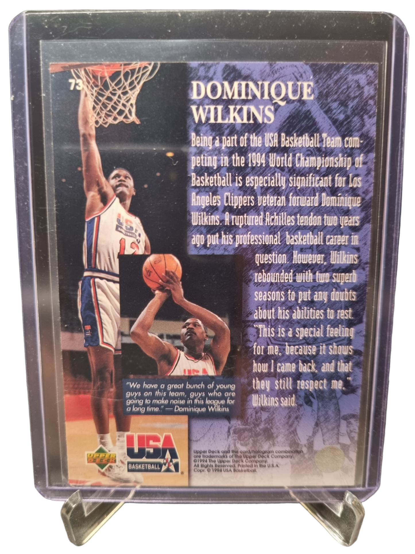 1994 Fleer #73 Dominique Wilkins USA Basketball Gold Signature