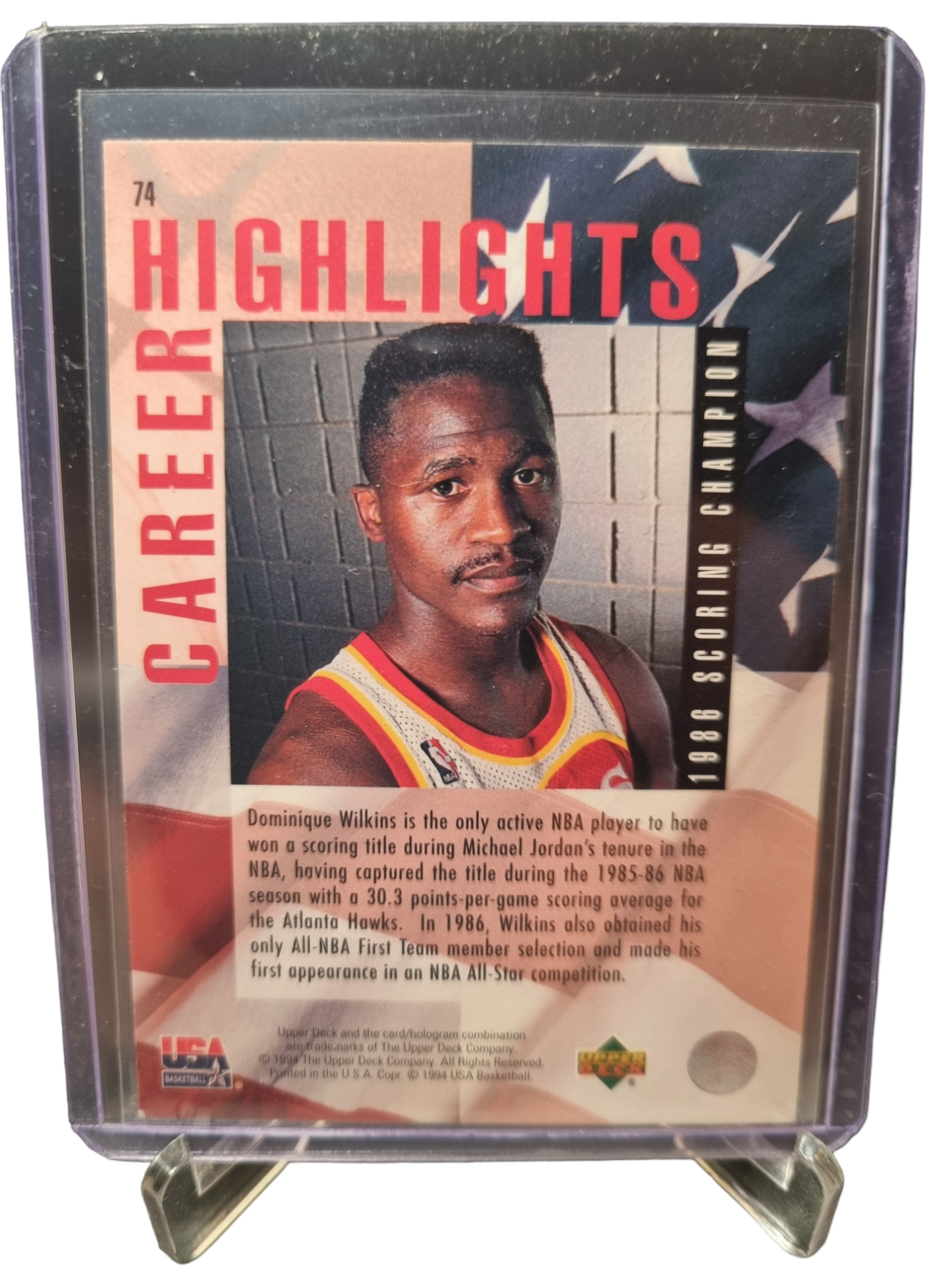 1994 Fleer #74 Dominique Wilkins USA Basketball Gold Medal Edition