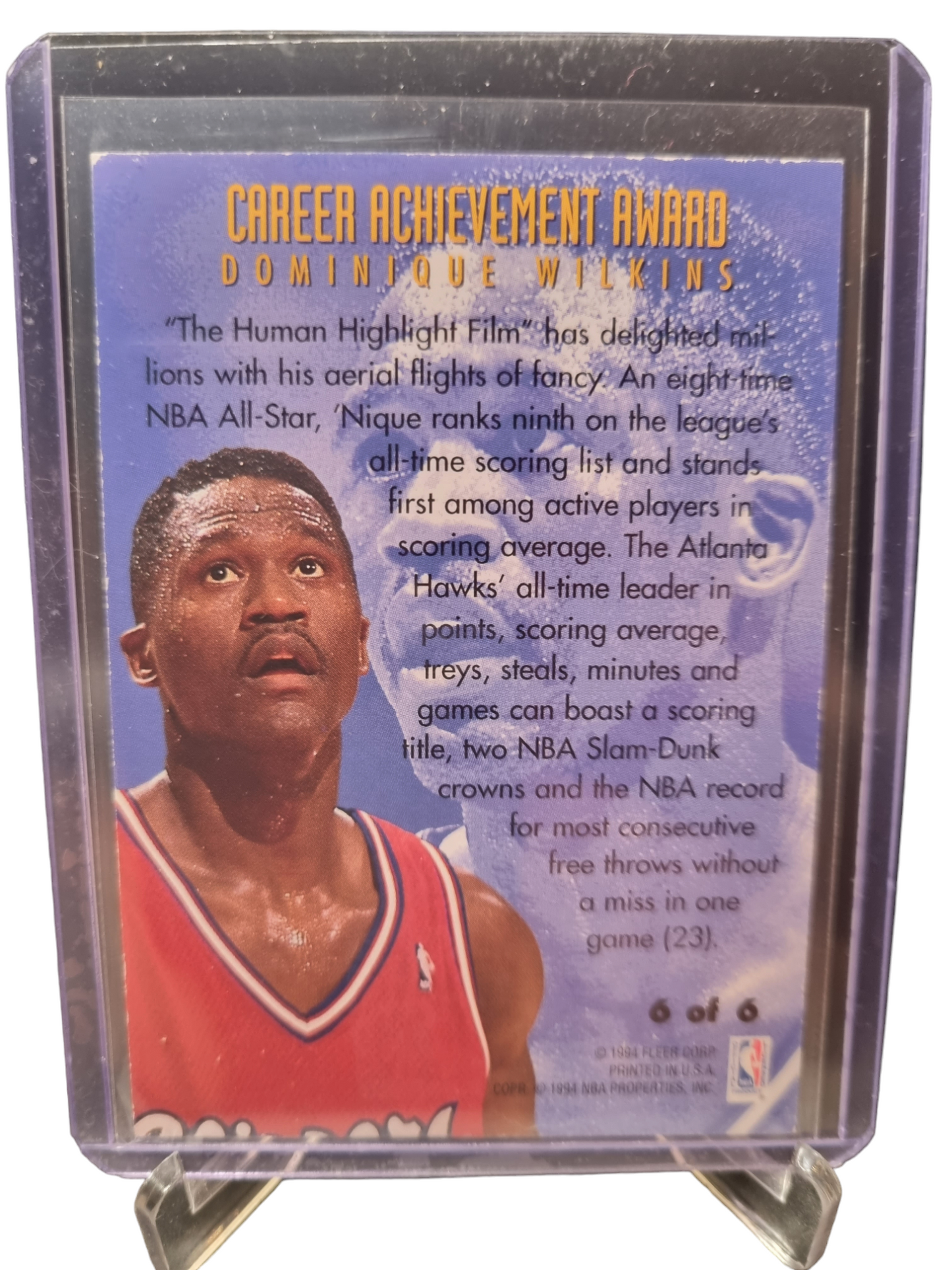 1994-95 Fleer #6 of 6 Dominique Wilkins Career Achievement Award