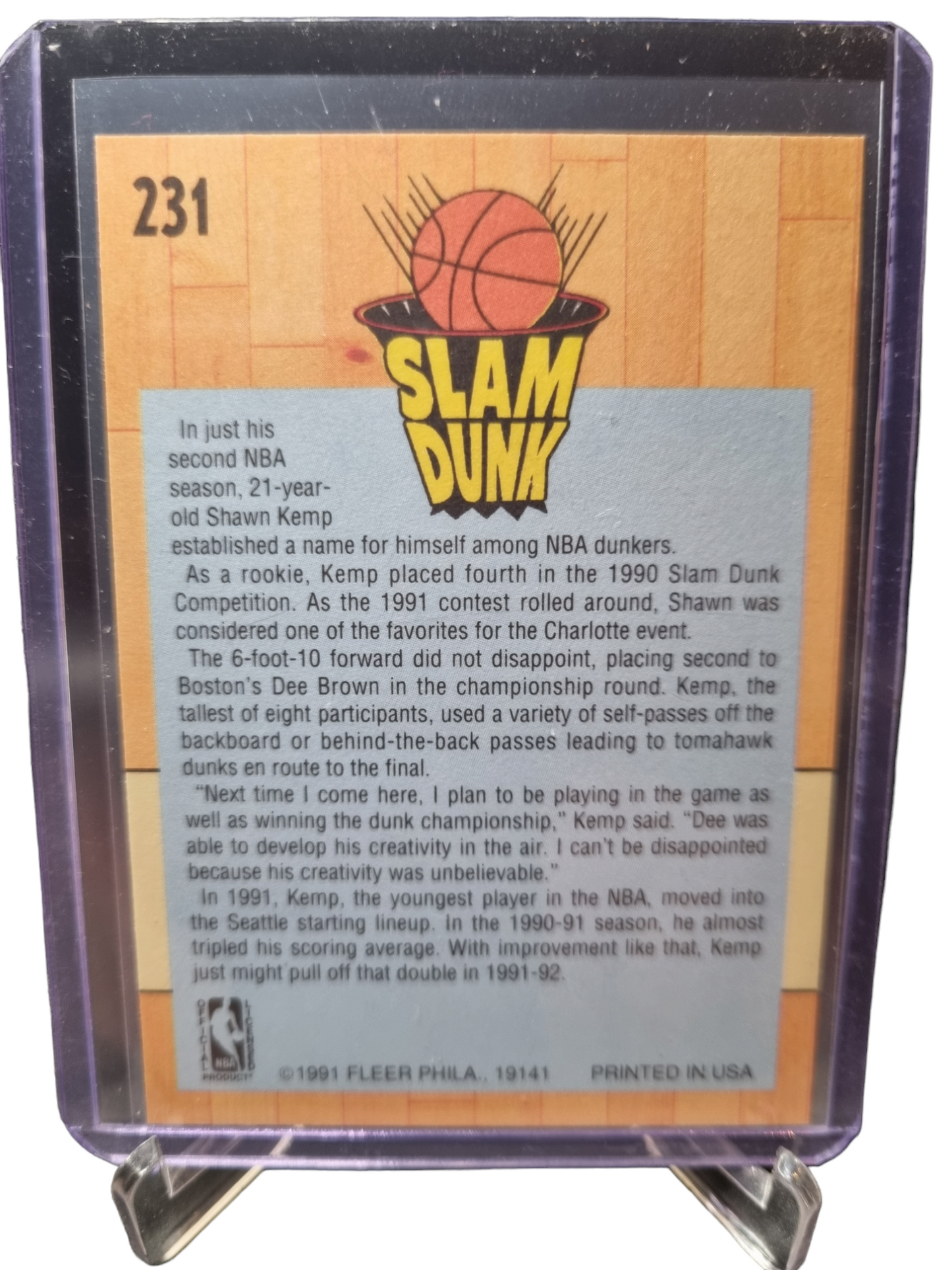 1991 Fleer #231 Shawn Kemp Slam Dunk