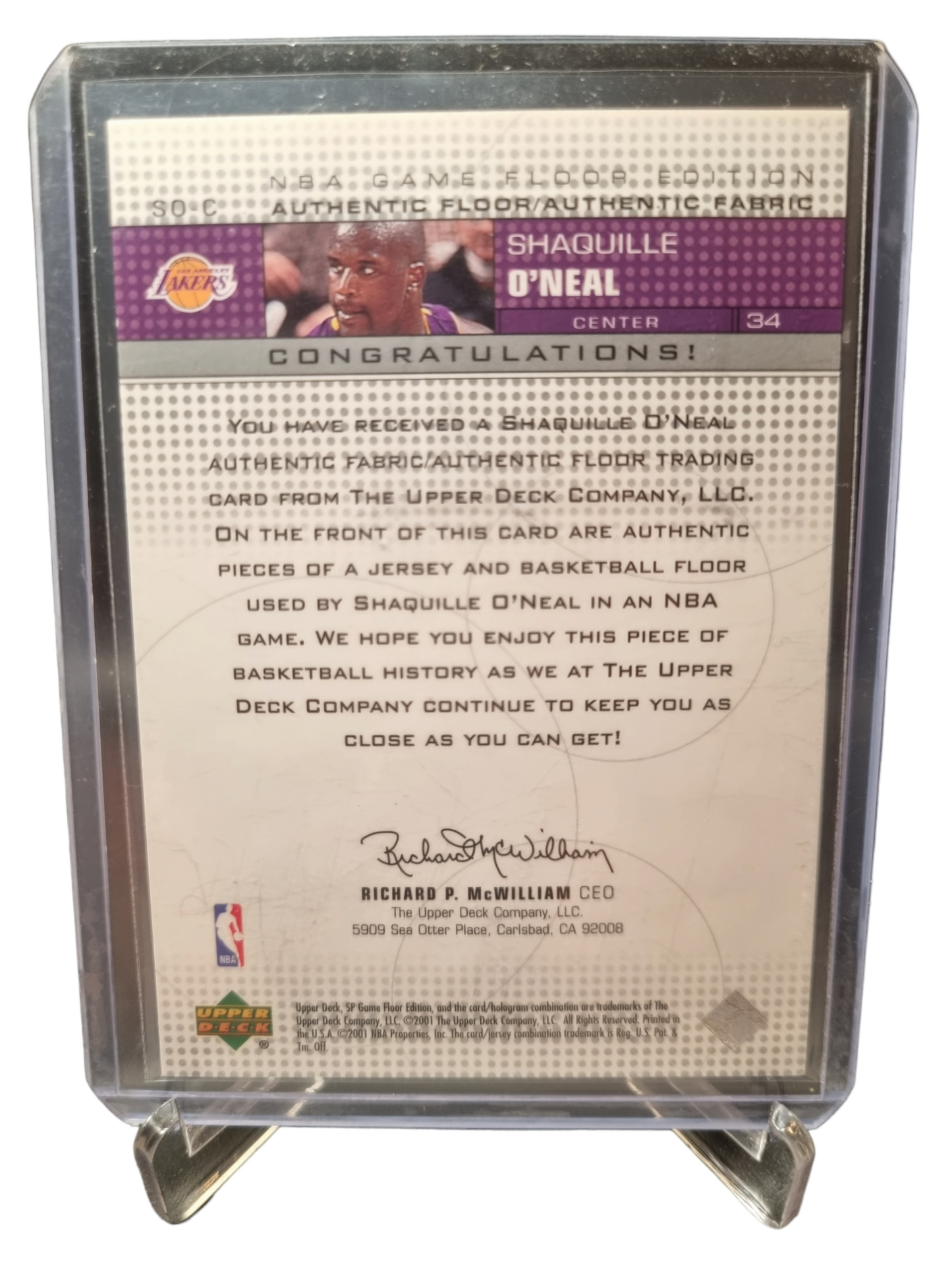 2001 Upper Deck #SO-C Shaquille O'Neal SP Game Floor Edition