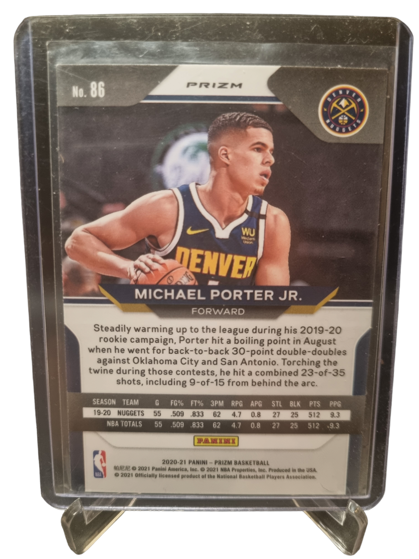 2020-21 Panini Prizm #86 Michael Porter Junior Silver Prizm