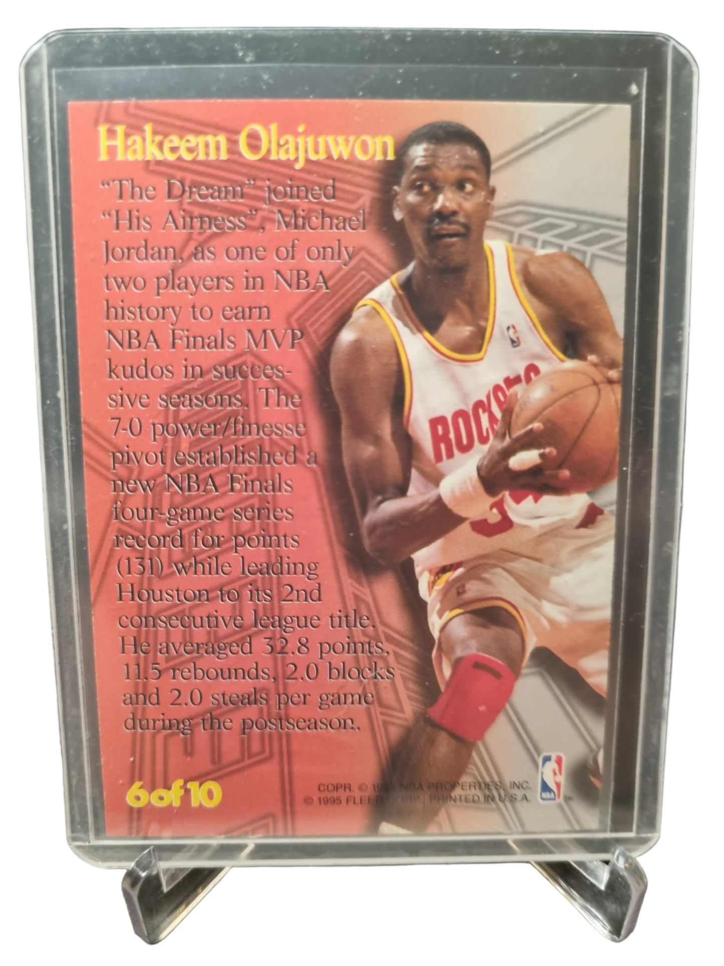 1995 Fleer Metal #6 of 10 Hakeem Olajuwon Steel Tower