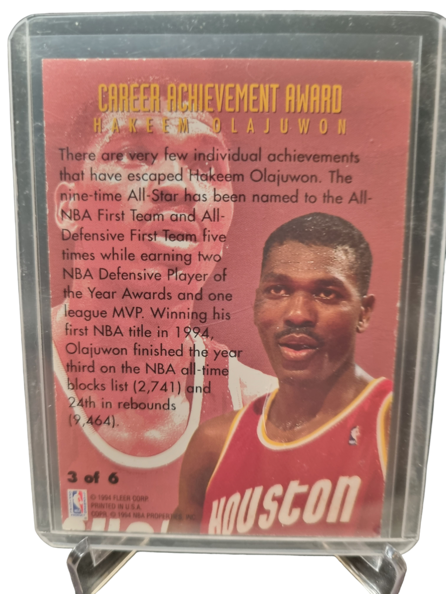 1994-95 Fleer #3 of 6 Hakeem Olajuwon Career Achievement Award