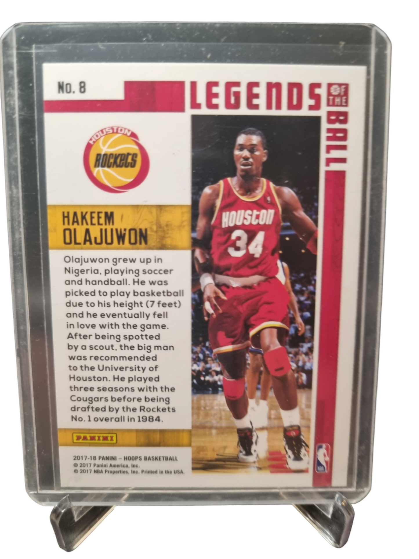 2017-18 Panini Hoops #8 Hakeem Olajuwon Legends Of The Ball