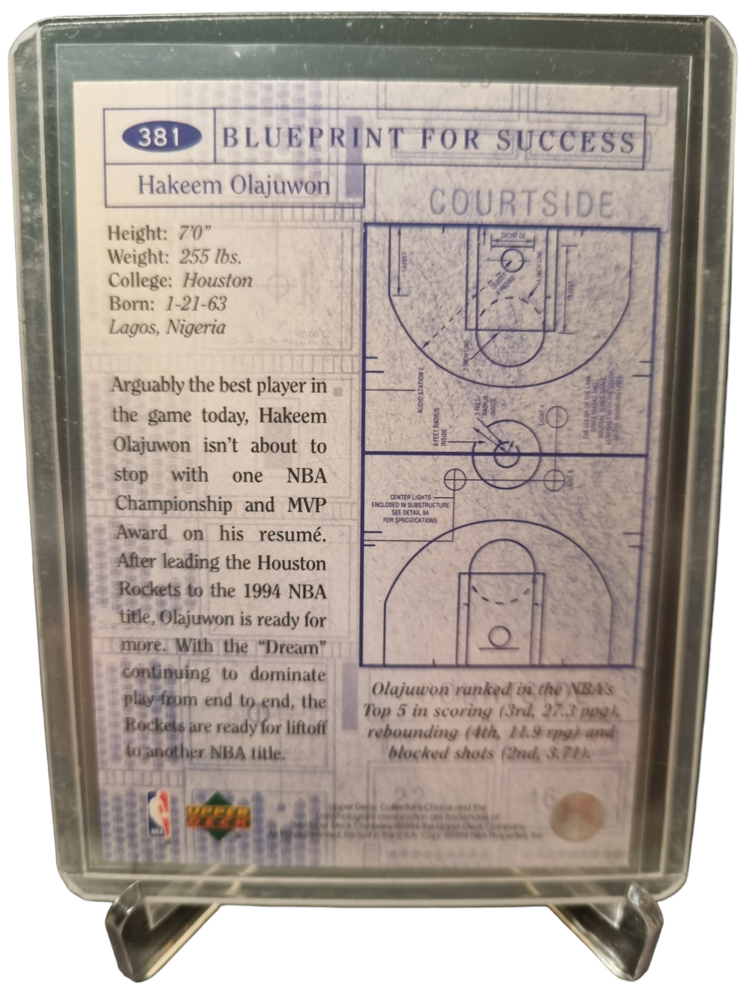 1994 Upper Deck #381 Hakeem Olajuwon Blue Print Silver Signature