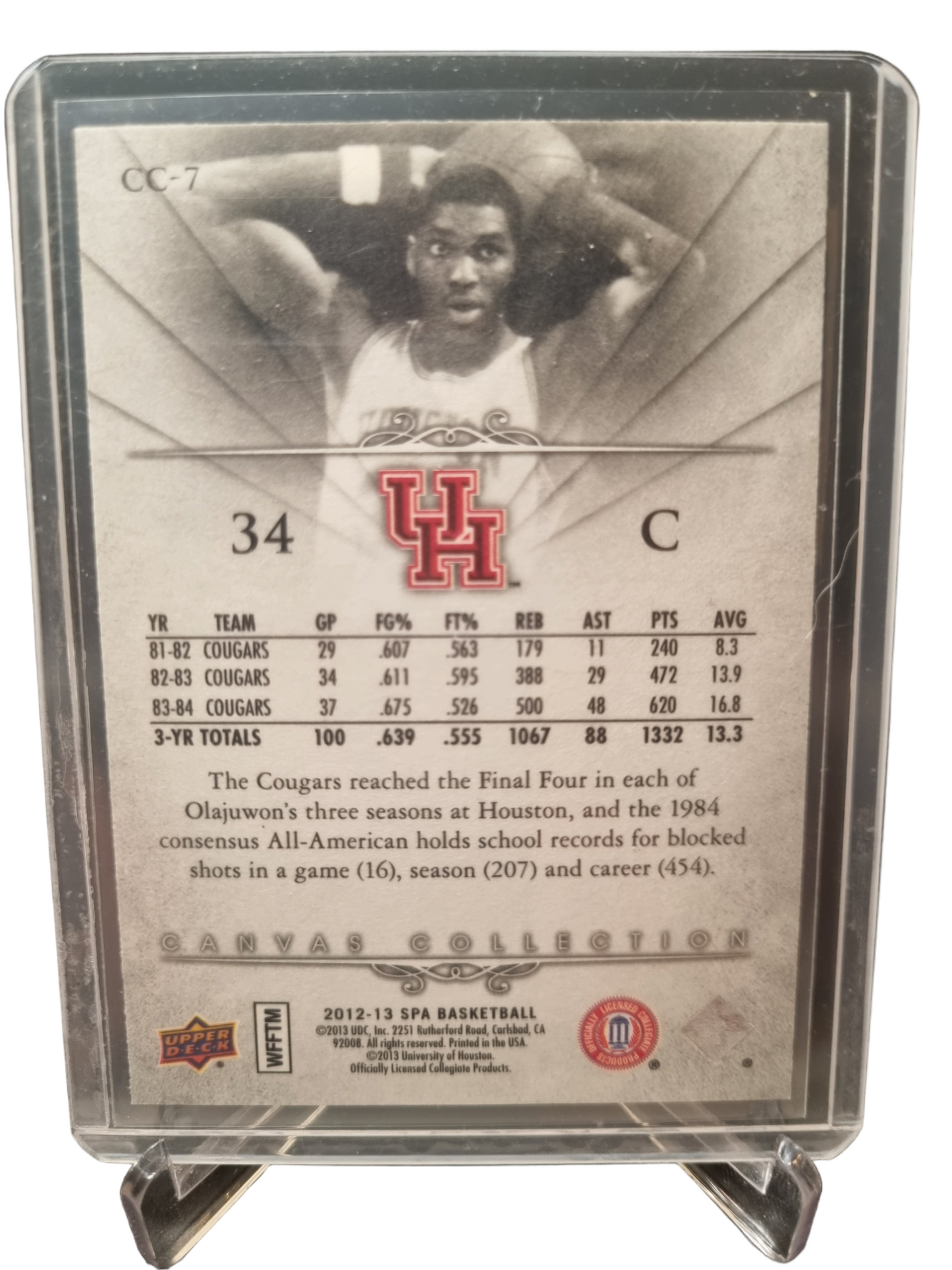 2012-13 Upper Deck SPA #CC-7 Hakeem Olajuwon Cougars Canvas