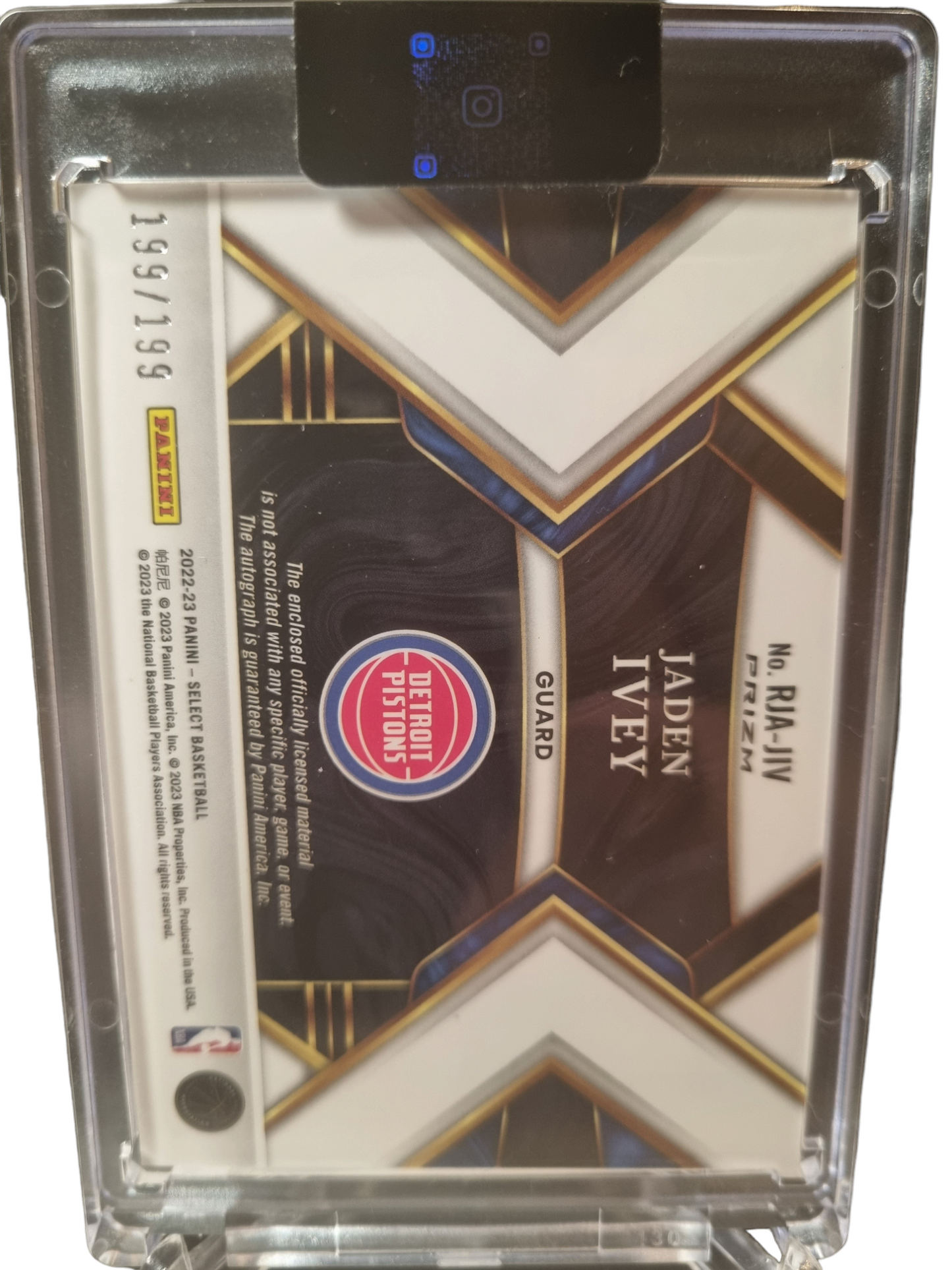 2022-23 Panini Select #RJA-JIV Jaden Ivey Rookie Card Patch Auto Silver Prizm 199/199