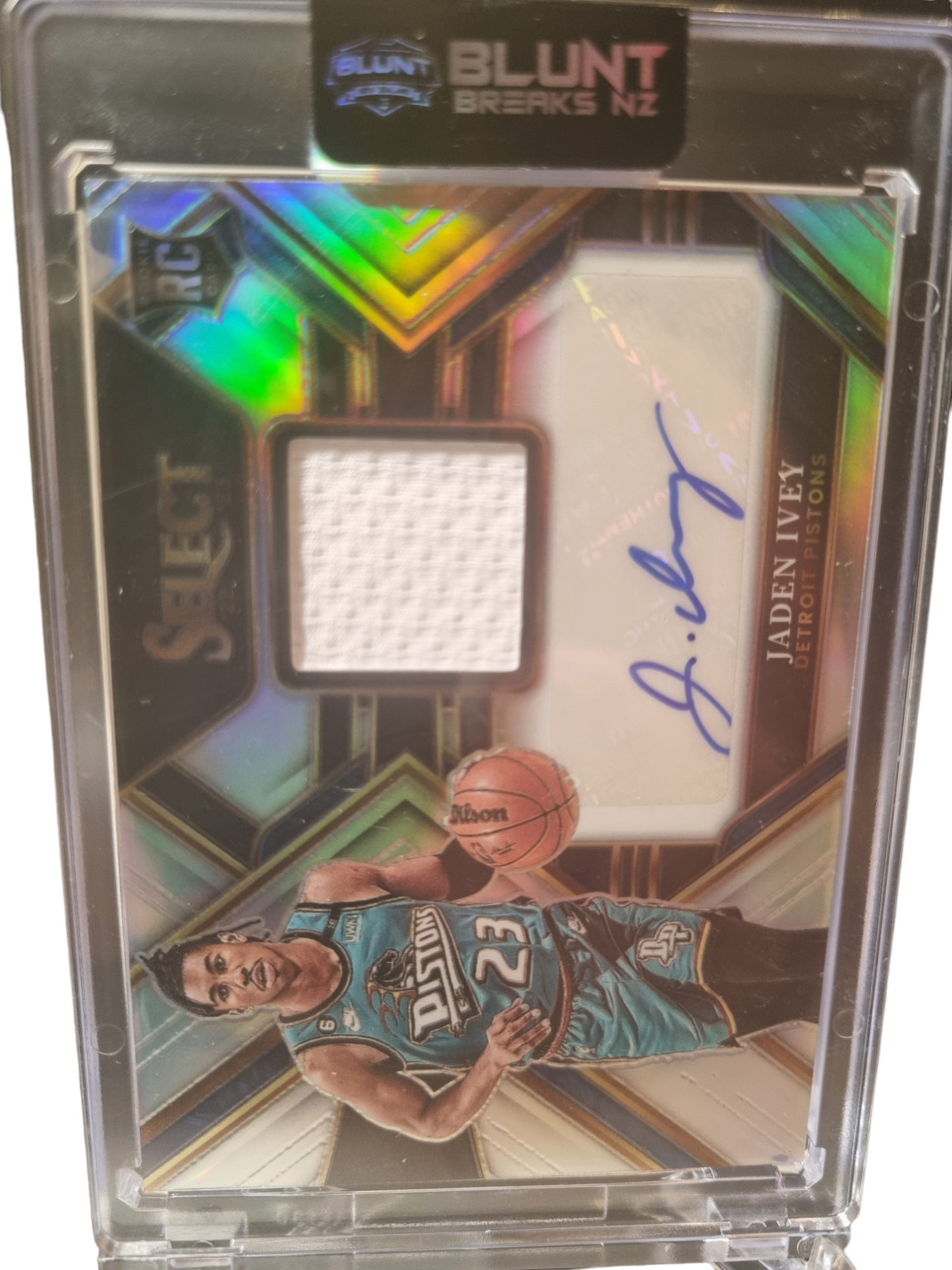 2022-23 Panini Select #RJA-JIV Jaden Ivey Rookie Card Patch Auto Silver Prizm 199/199