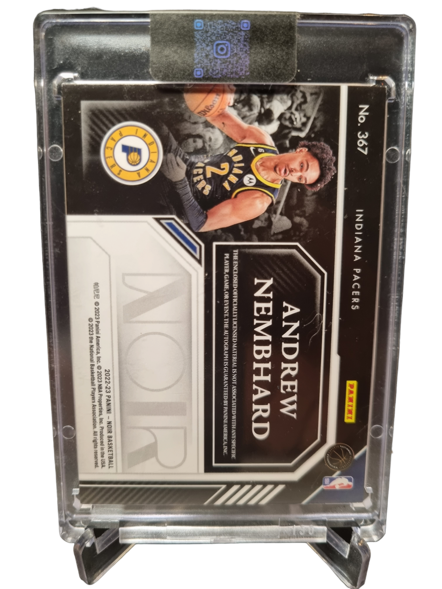 2022-23 Panini Noir #367 Andrew Nembhard Rookie Card Patch On Card Autograph