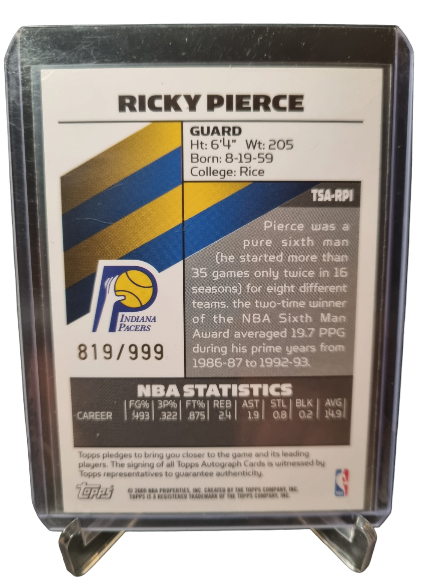 2009 Topps #TSA-RPI Ricky Pierce Autograph