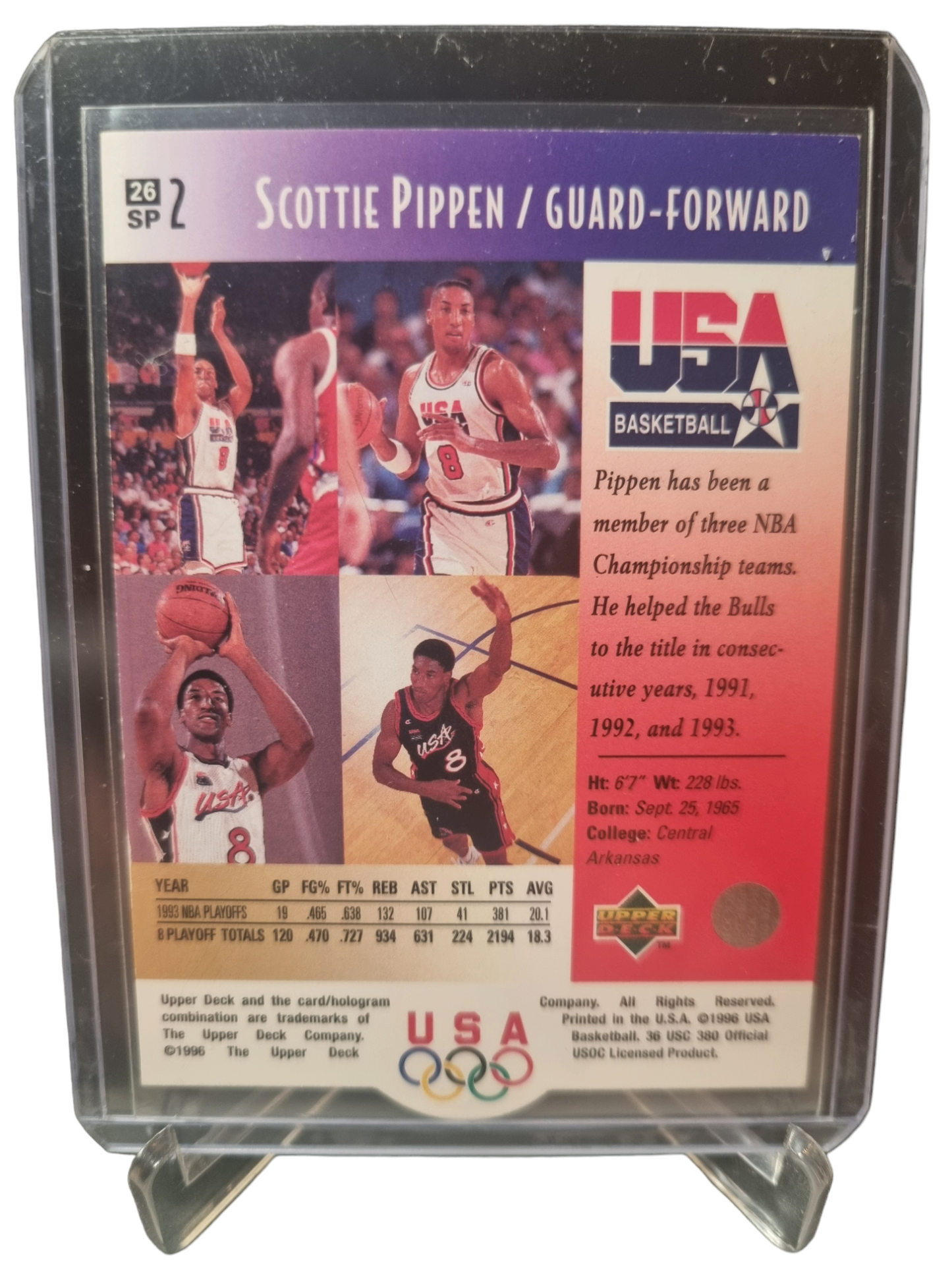 1996 Upper Deck #2 Scottie Pippen USA Basketball