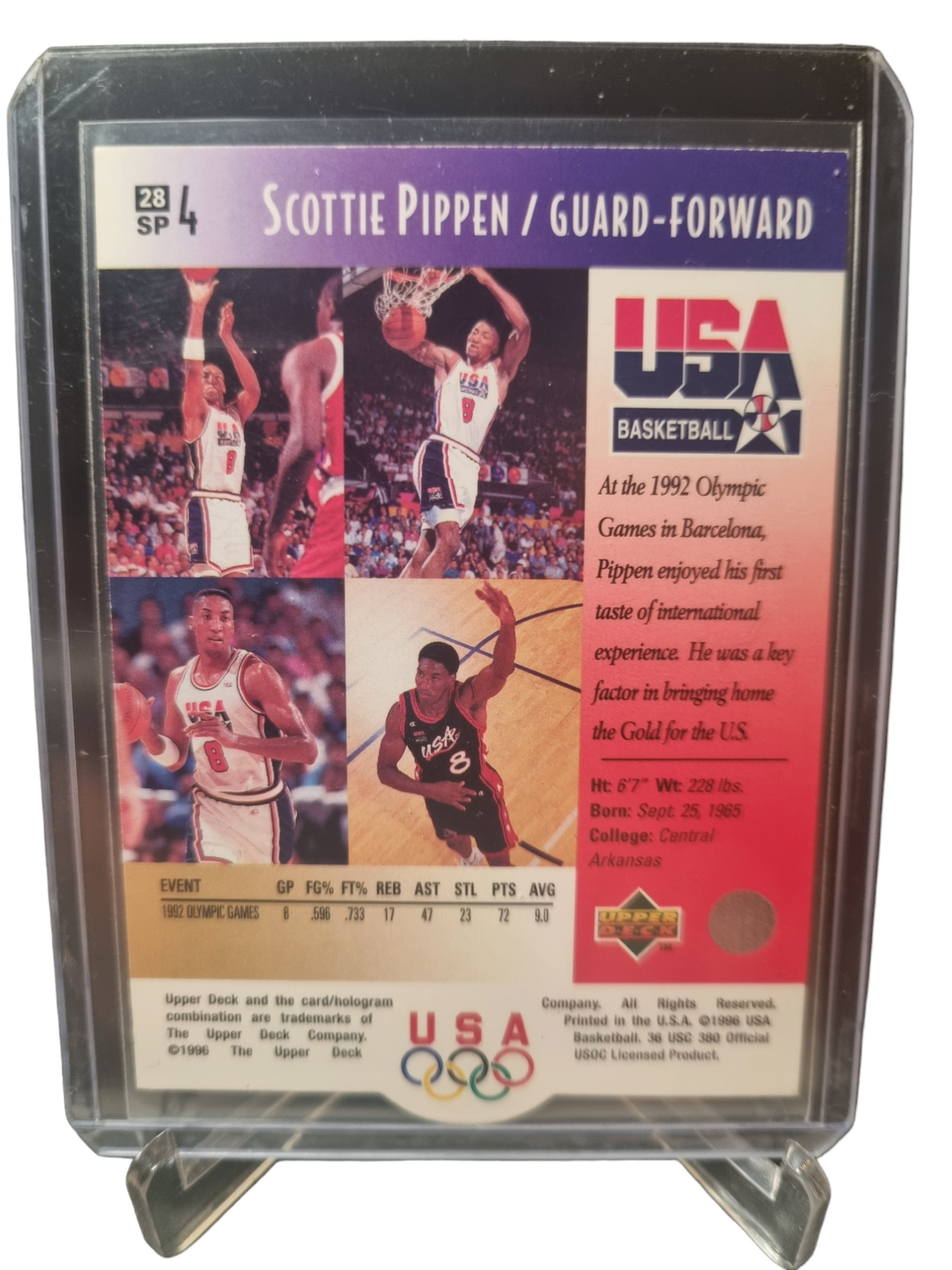 1996 Upper Deck #4 Scottie Pippen USA Basketball