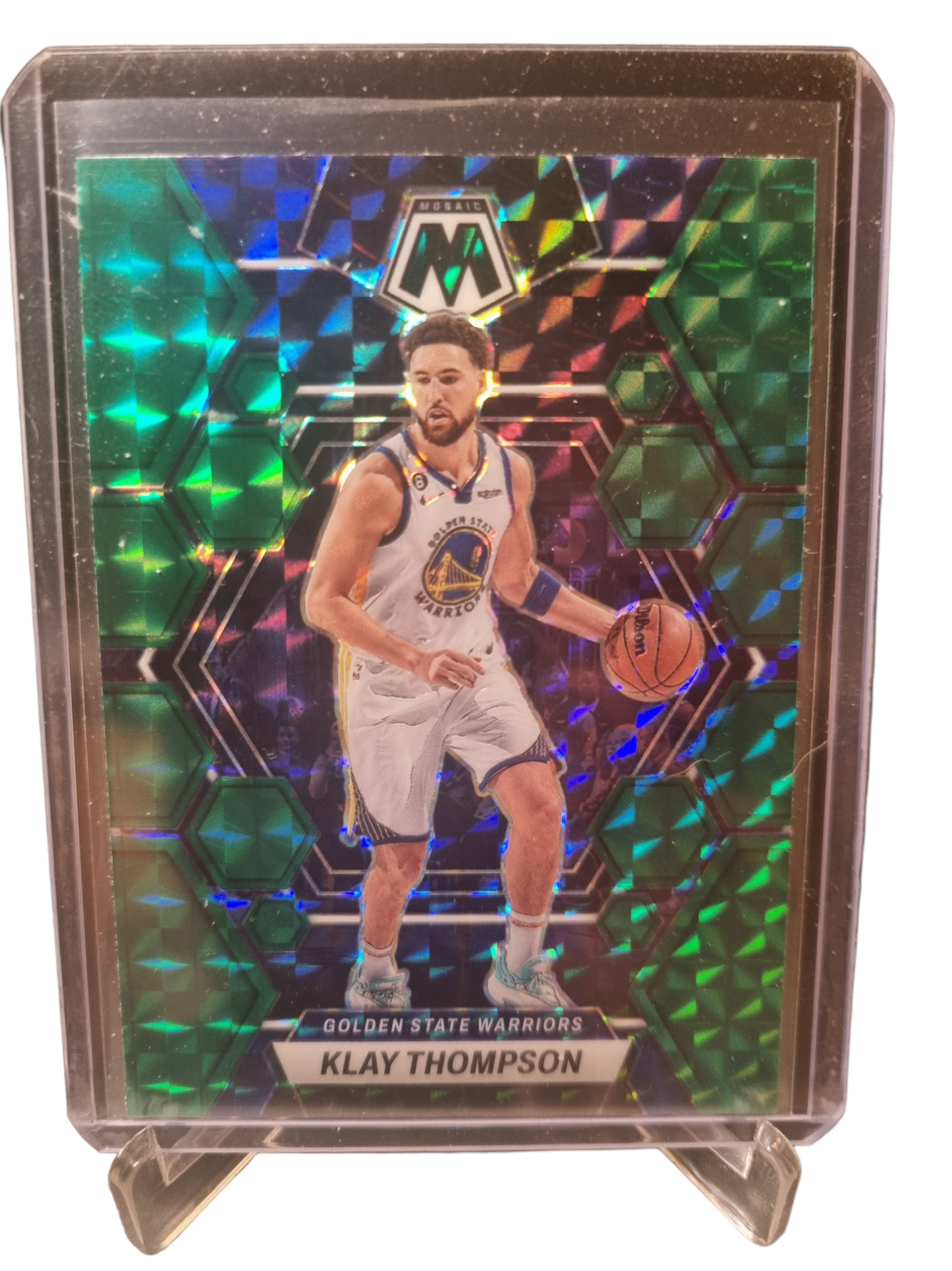 2022-23 Panini Mosaic #34 Klay Thompson Green Mosaic Prizm