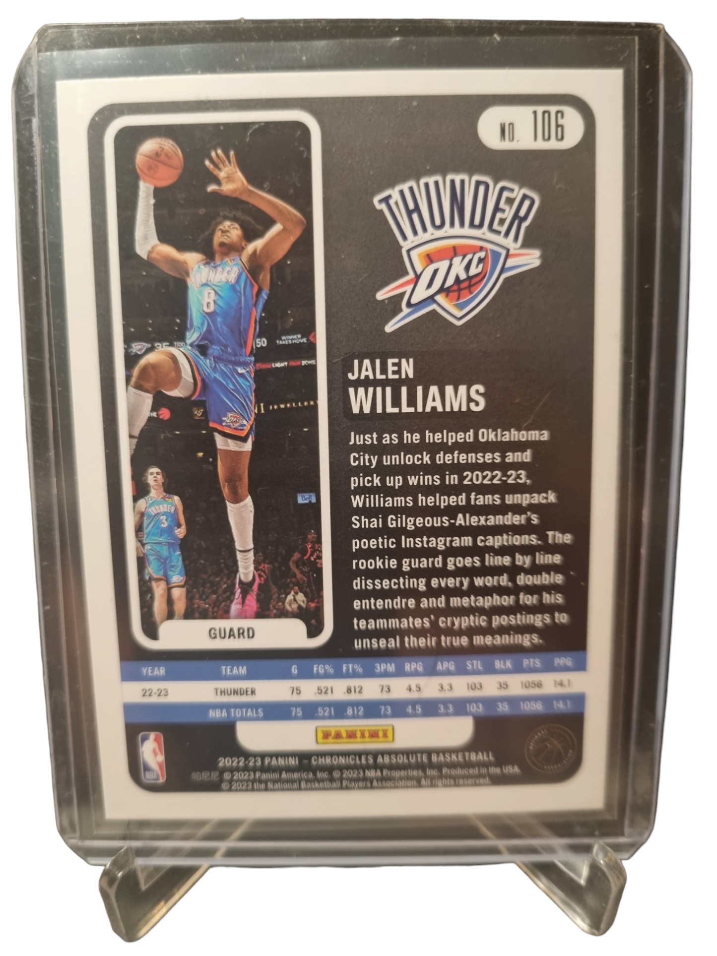 2022-23 Panini Chronicles Absolute #106 Jalen Williams Rookie Card Asia