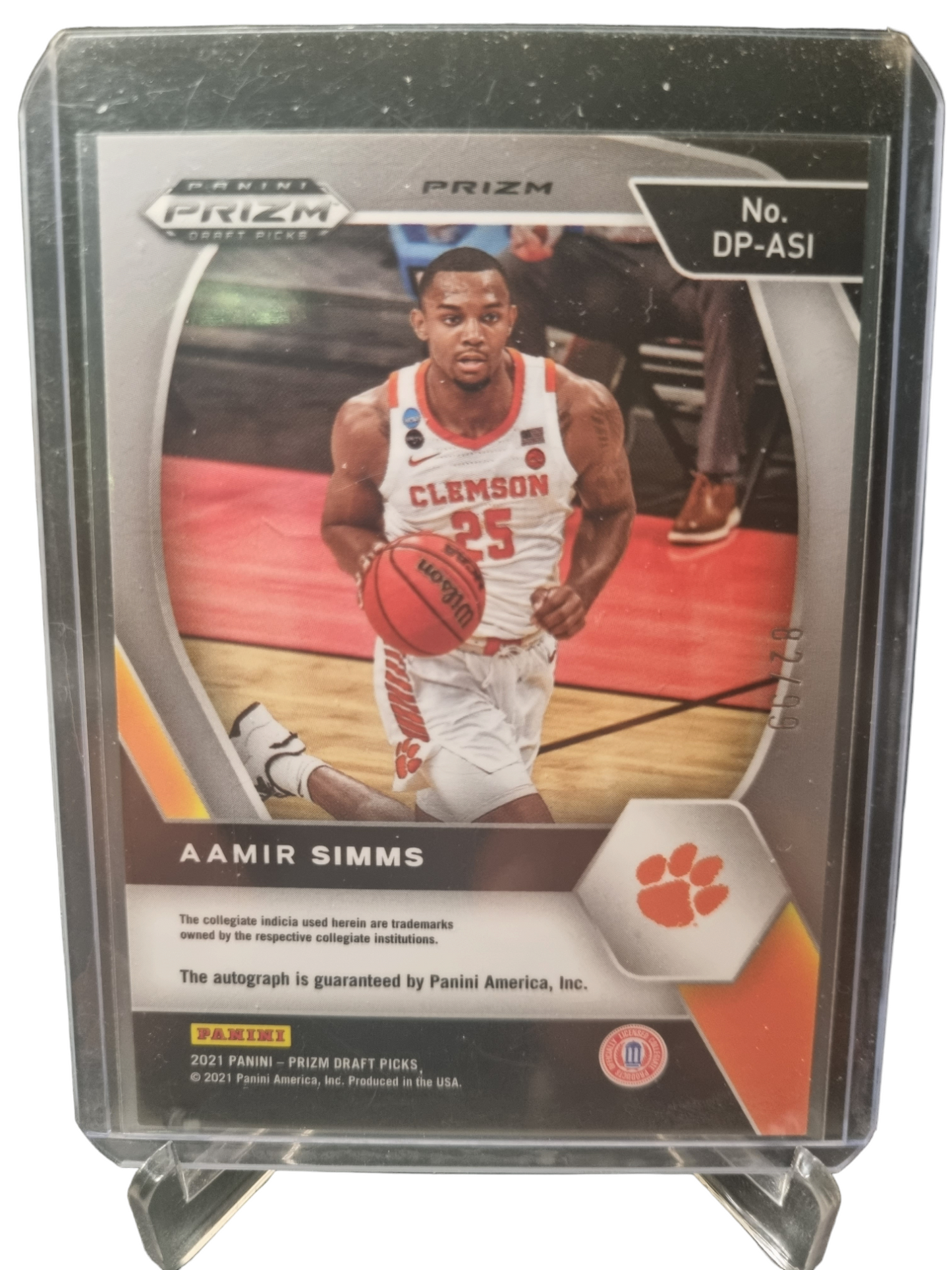 2021-22 Panini Prizm Draft Picks #DP-ASI Aamir Simms Rookie Card Autograph Cracked Ice 82/99