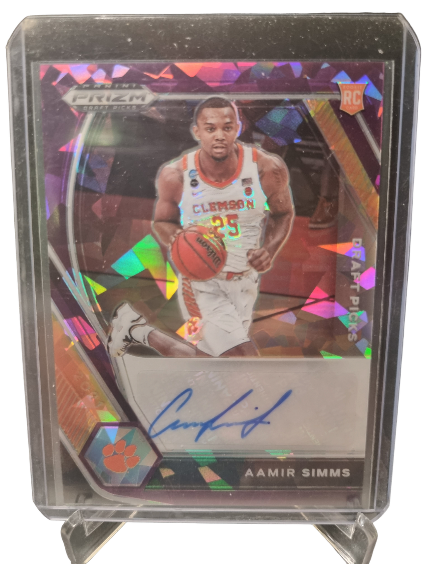 2021-22 Panini Prizm Draft Picks #DP-ASI Aamir Simms Rookie Card Autograph Cracked Ice 82/99