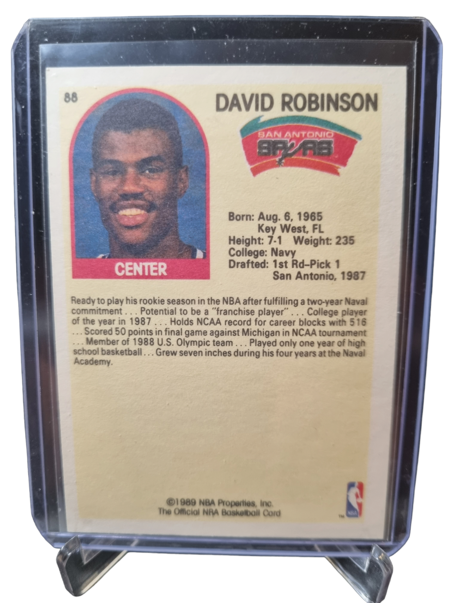 1989 Hoops #88 David Robinson Rookie Card Yellow