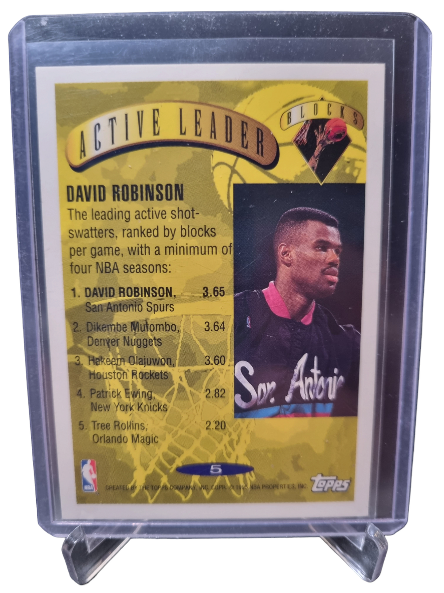 1995 Topps #5 David Robinson Block Active Leader