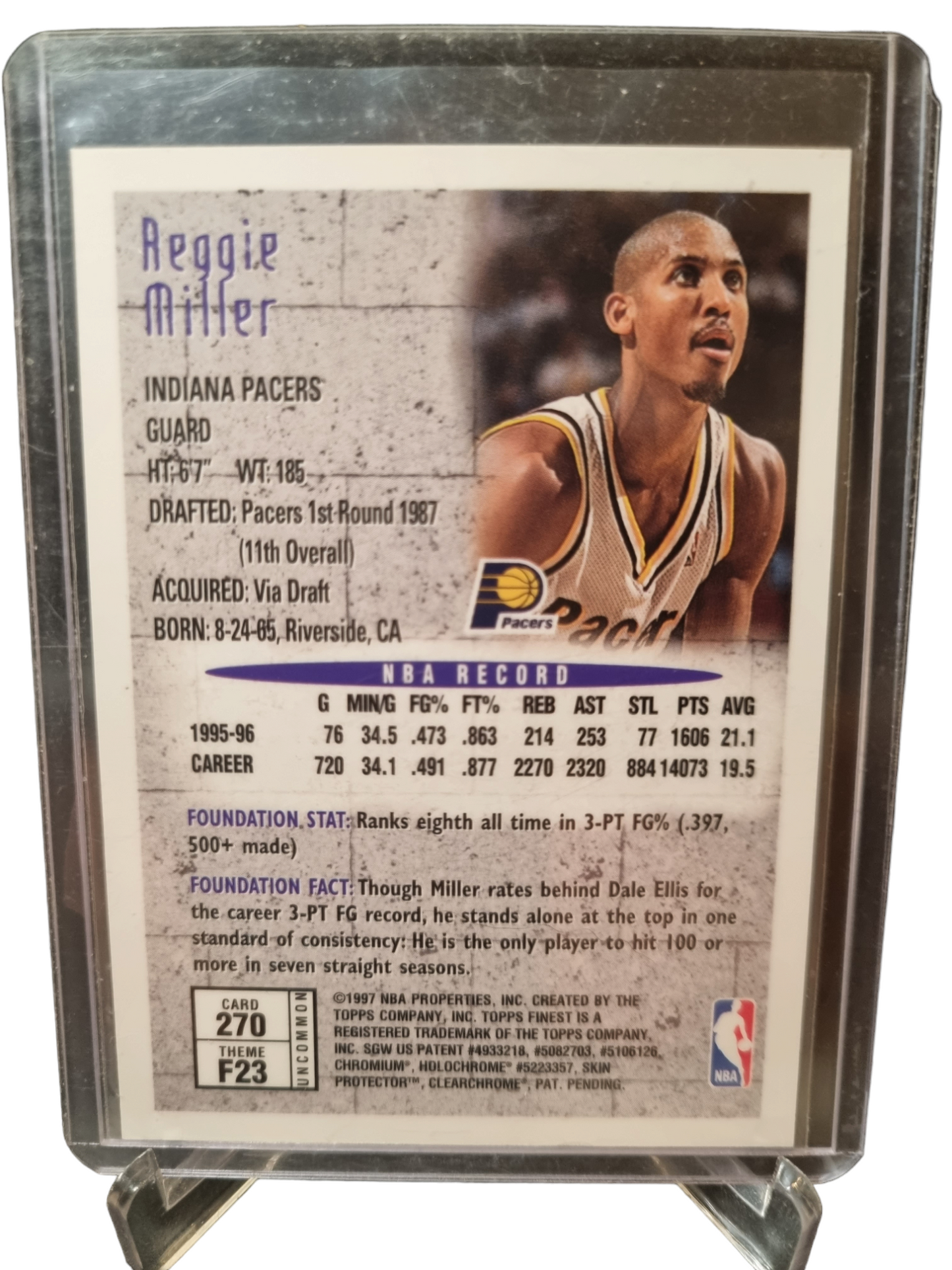 1997 Topps Finest #270 Reggie Miller Foundations With Protective Coating Uncommon