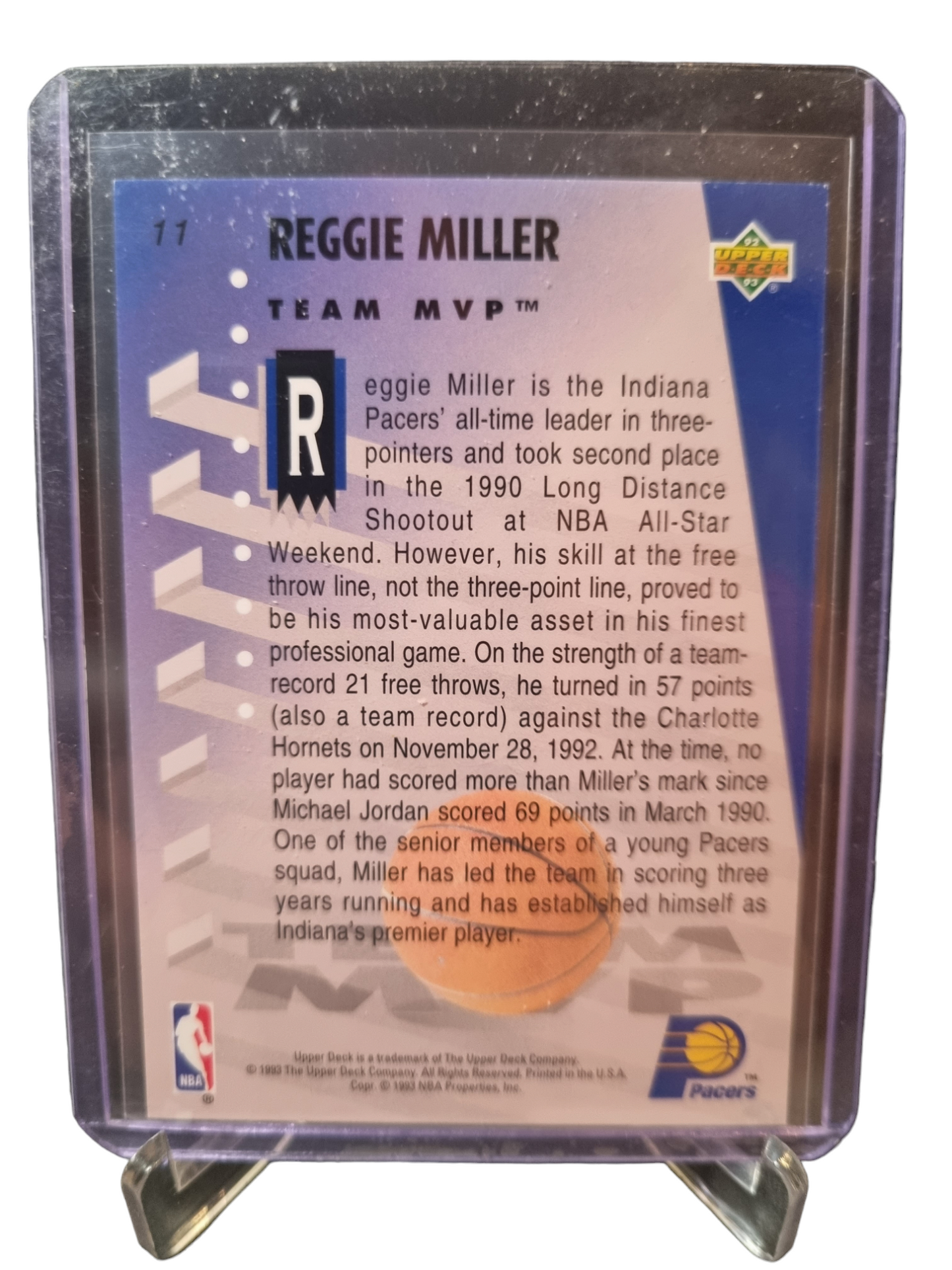 1993 Upper Deck #11 Reggie Miller Team MVP Hologram Card