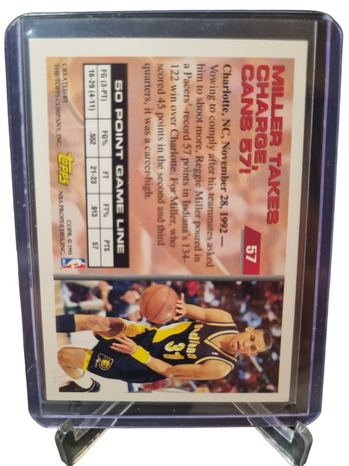 1993 Topps Gold #57 Reggie Miller 50 Point Club - Gold