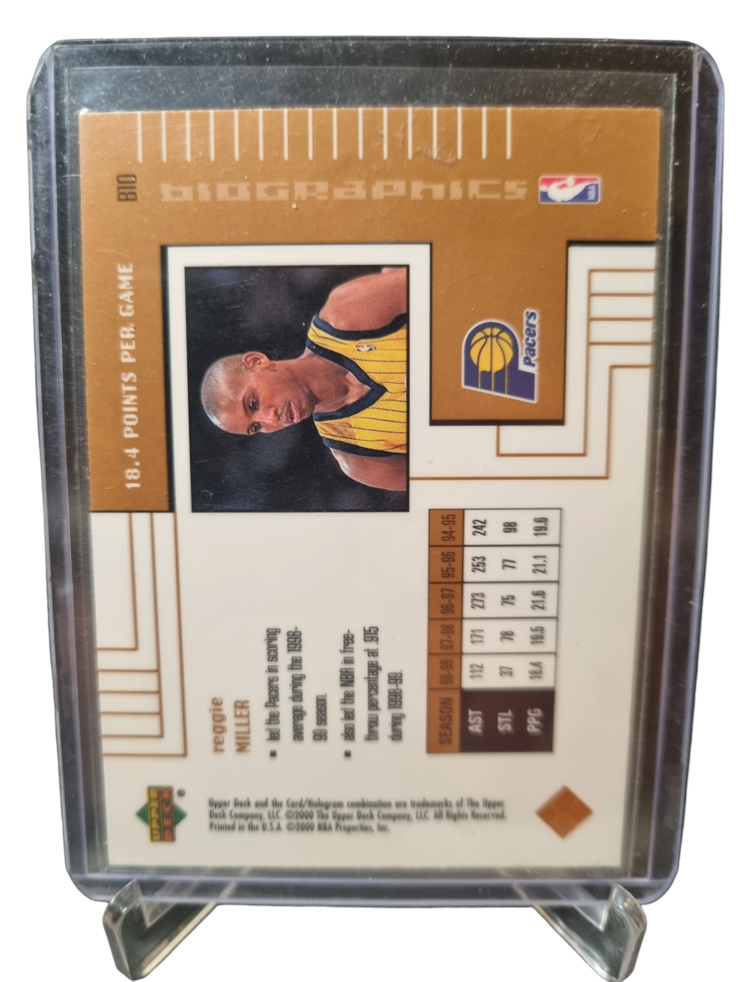 2000 Upper Deck #B10 Reggie Miller Bio-graphics