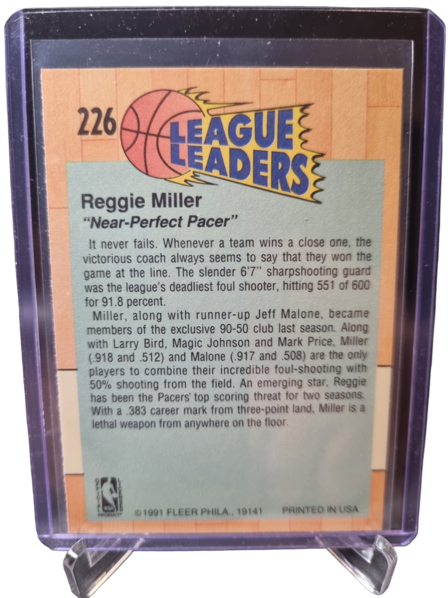 1991 Fleer #226 Reggie Miller League Leaders