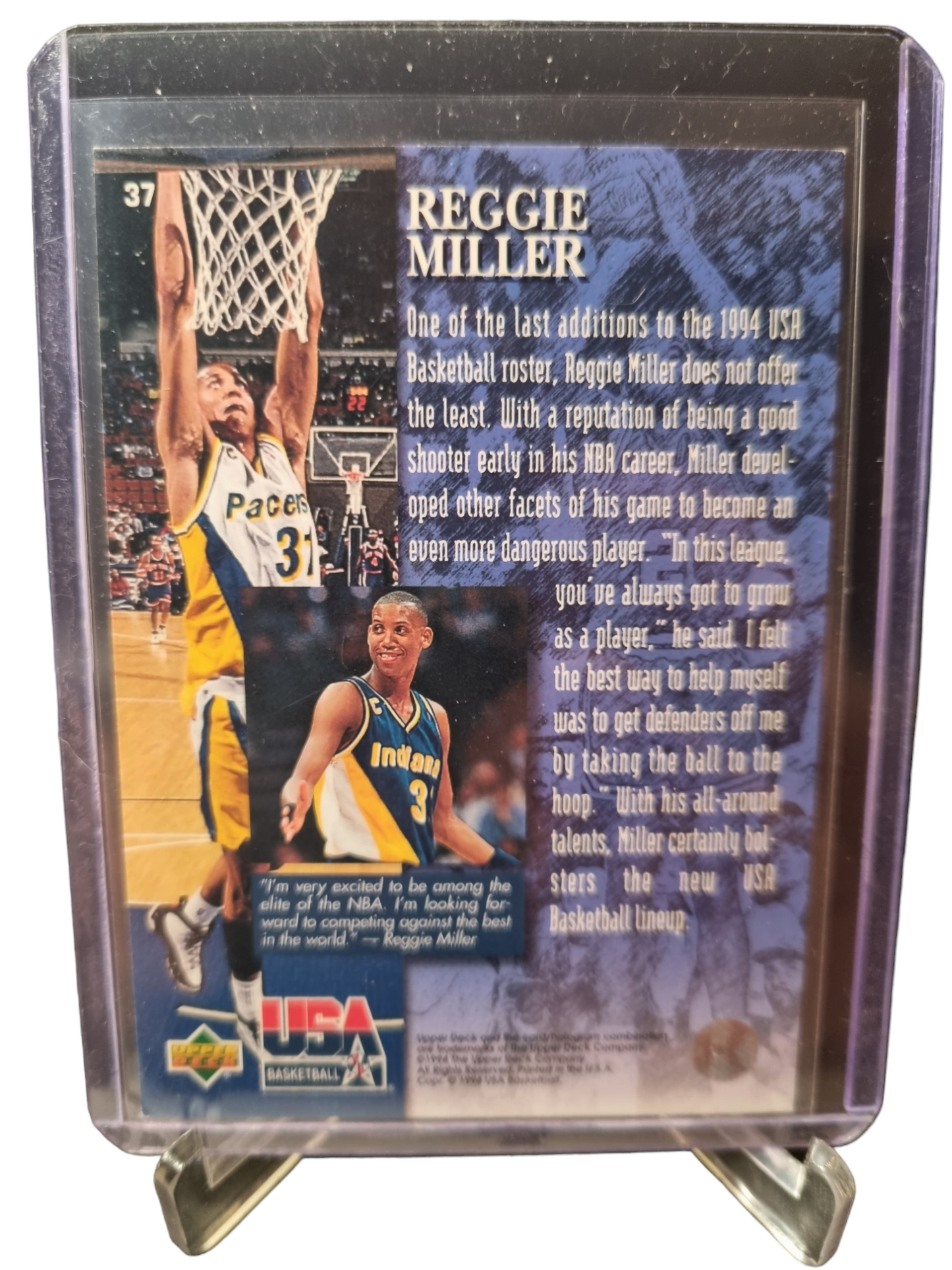 1994 Upper Deck #37 Reggie Miller USA Basketball Gold Signature