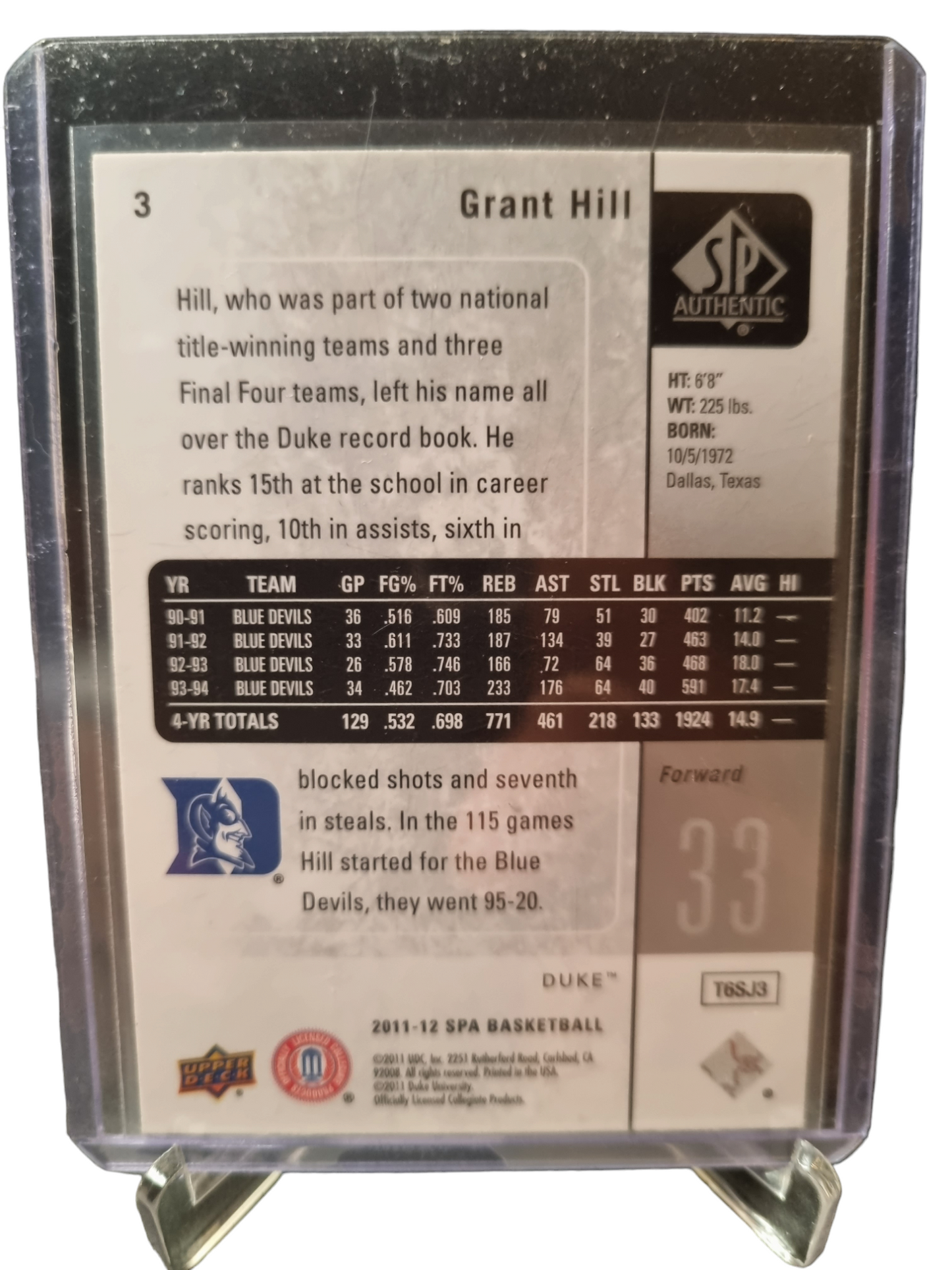 2011-12 Upper Deck #3 Grant Hill SPX