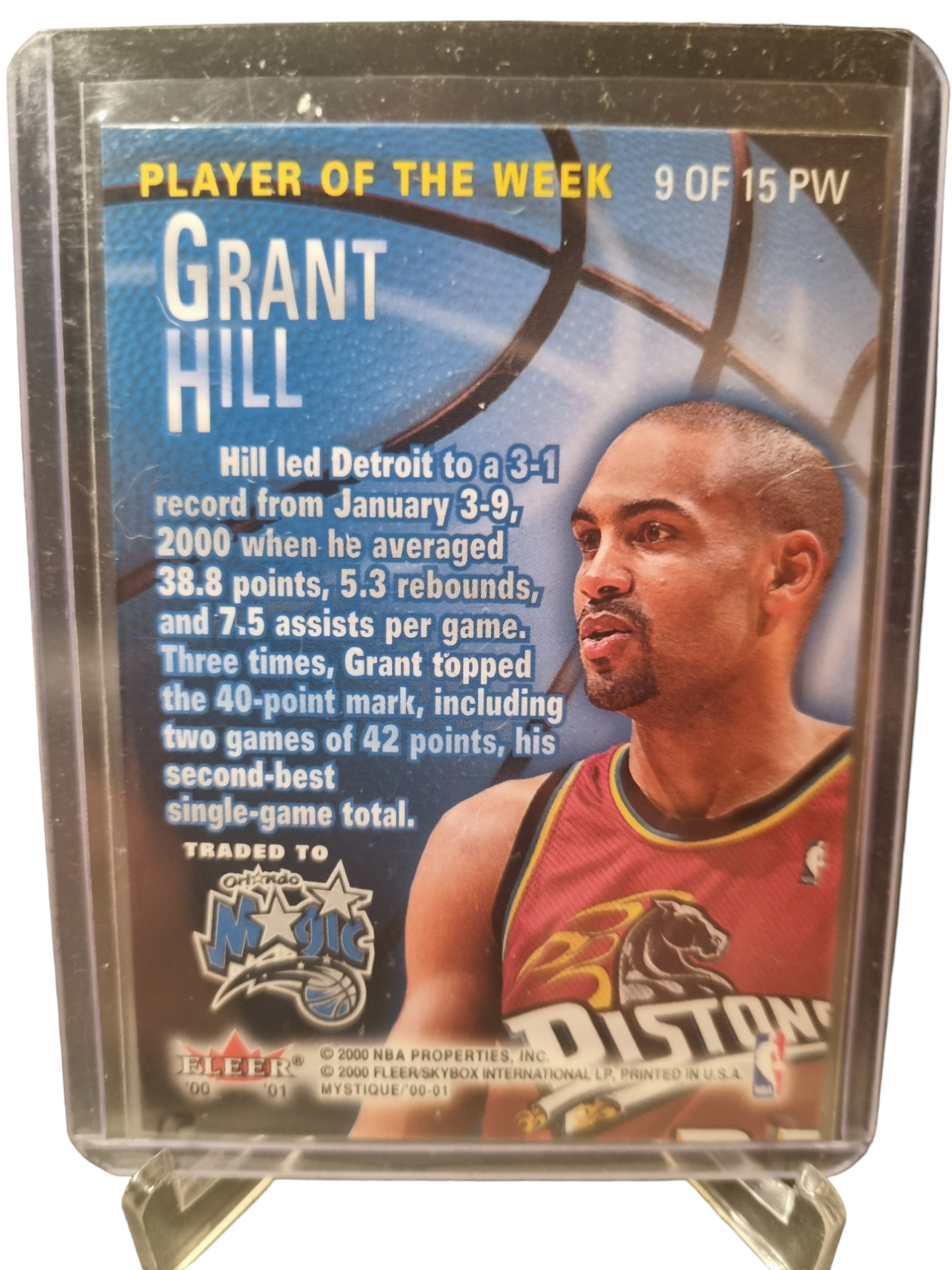 2000-01 Fleer #9 of 15 PW Grant Hill Player Of The Week Traded To Magic Card