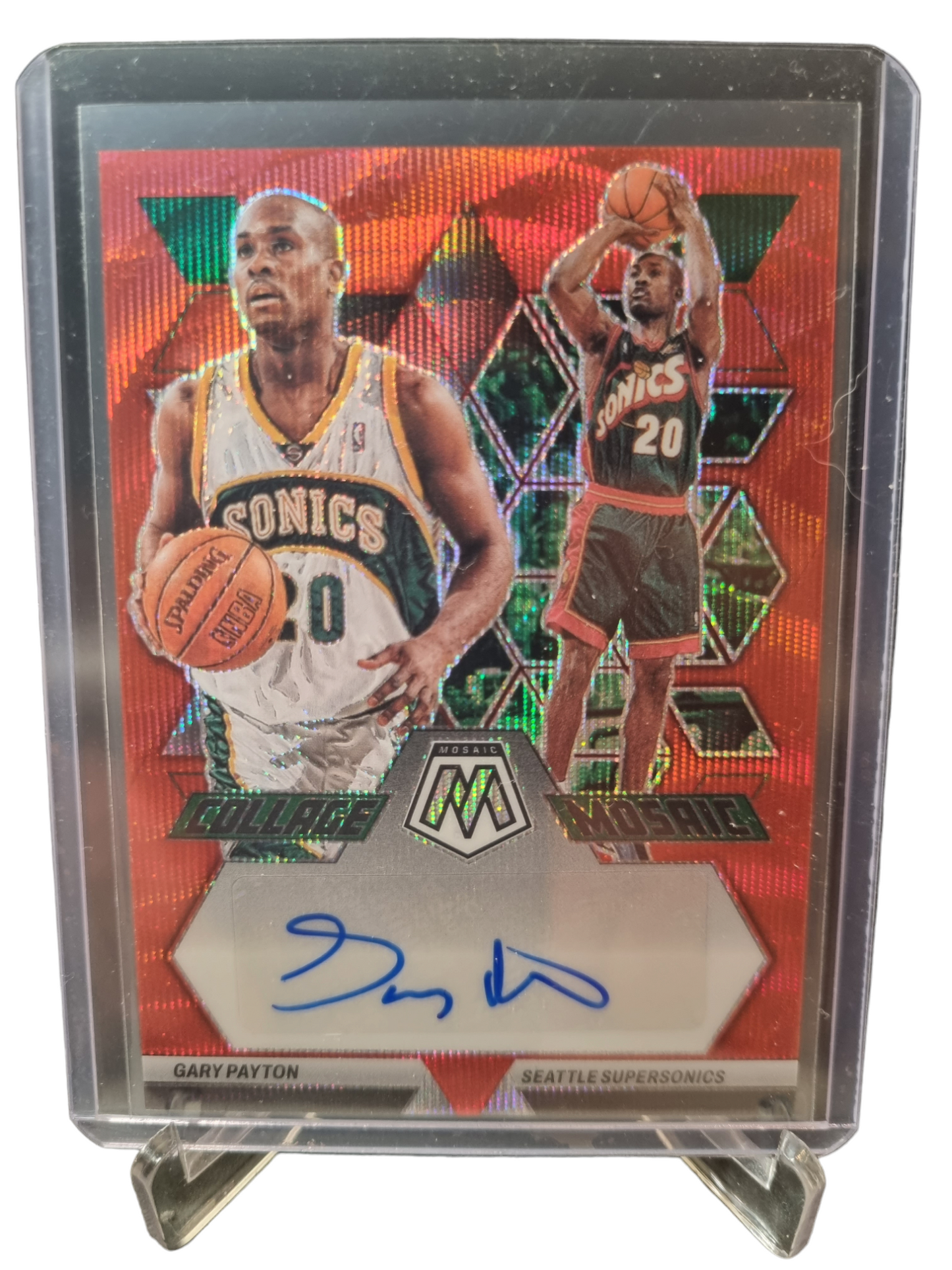 2022-23 Panini Mosaic #CM-PAY Gary Payton Autograph Red Wave Asia