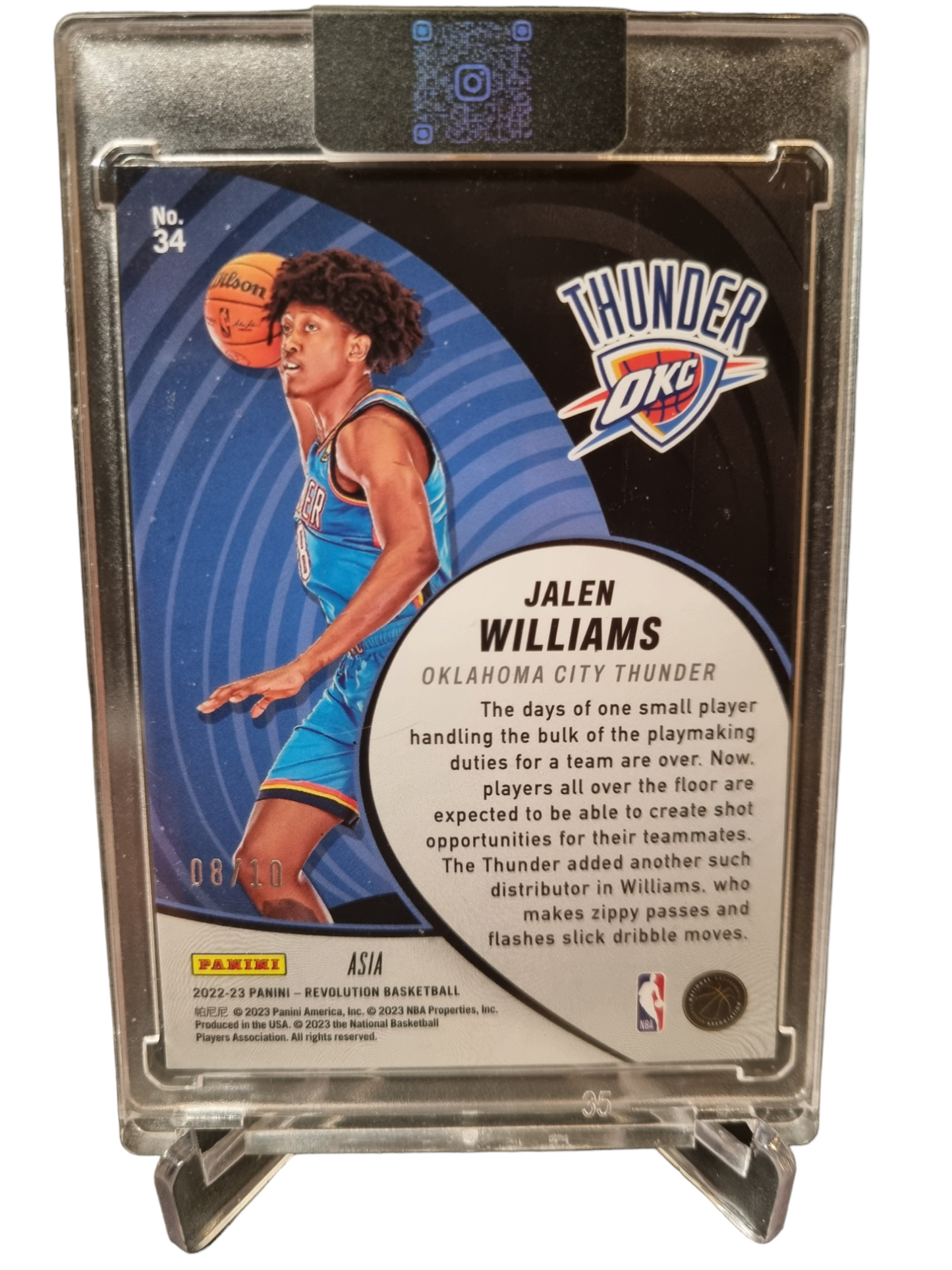 2022-23 Panini Revolution #34 Jalen Williams Rookie Card Vortex Gold 08/10