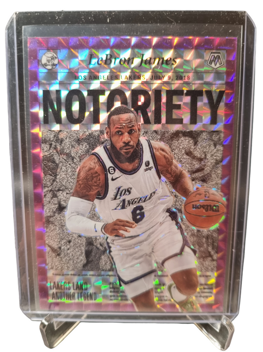 2022-23 Panini Mosaic #2 Lebron James Notoriety Mosaic Prizm Purple 60/99