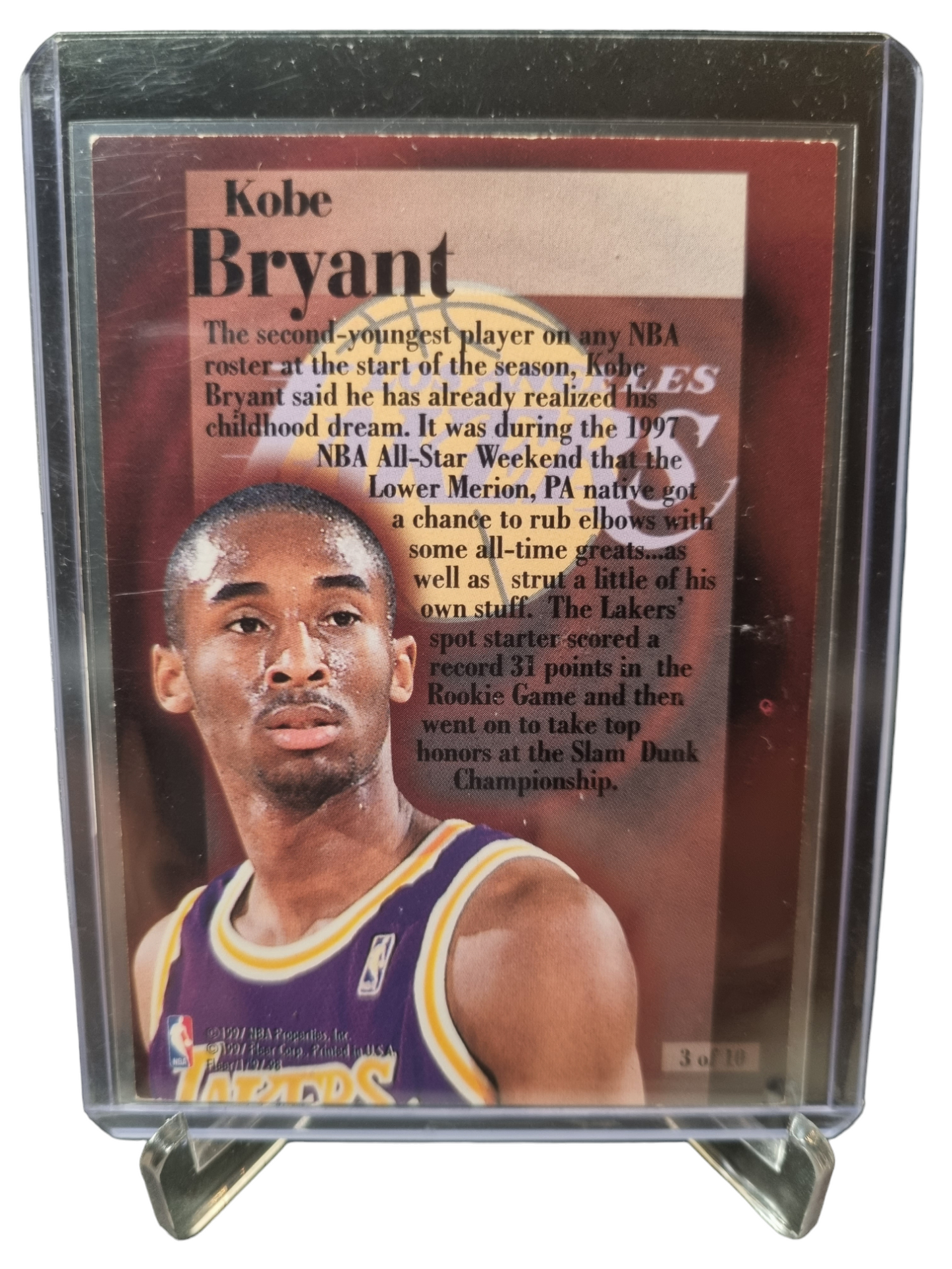 1997-98 Fleer #3 of 10 Kobe Bryant Rookie Rewind 2nd Year Card