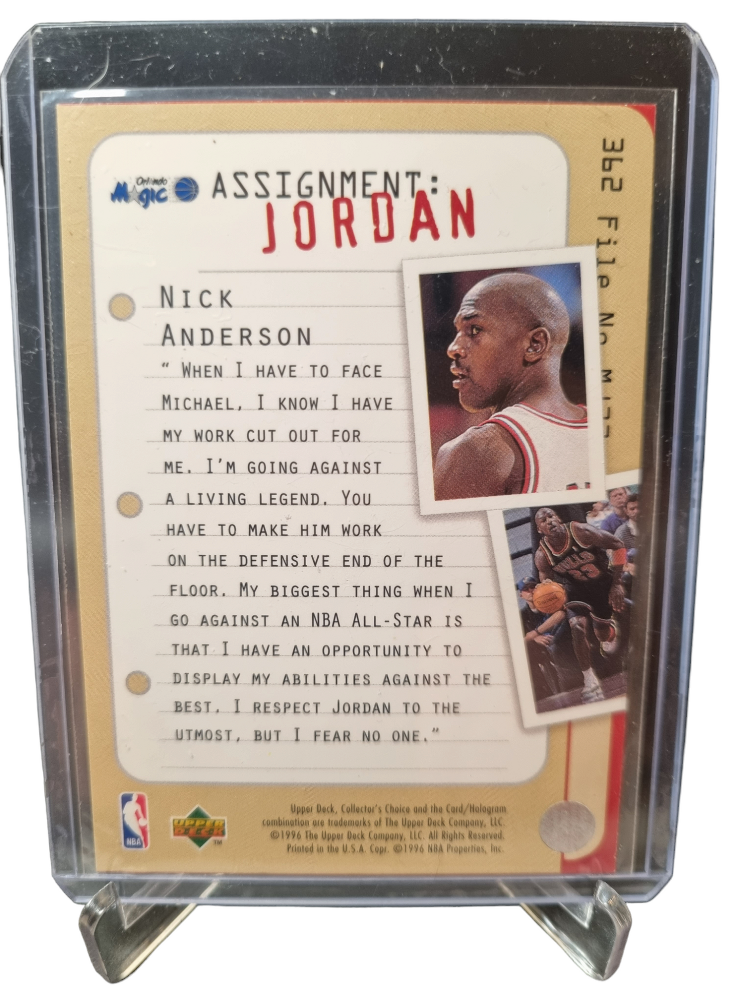 1996 Upper Deck #362 Michael Jordan Assignment Jordan