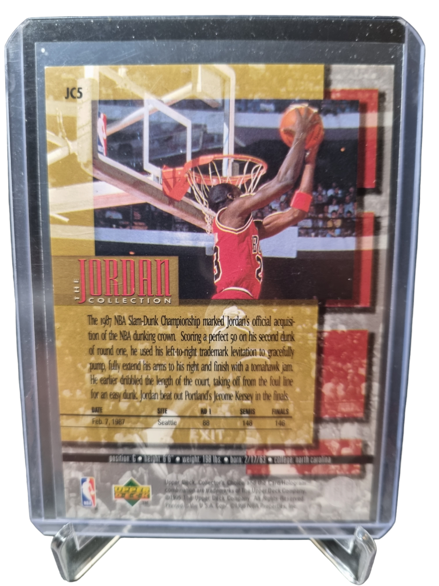 1995 Upper Deck #JC5 Michael Jordan 1987 NBA Slam Dunk Champion